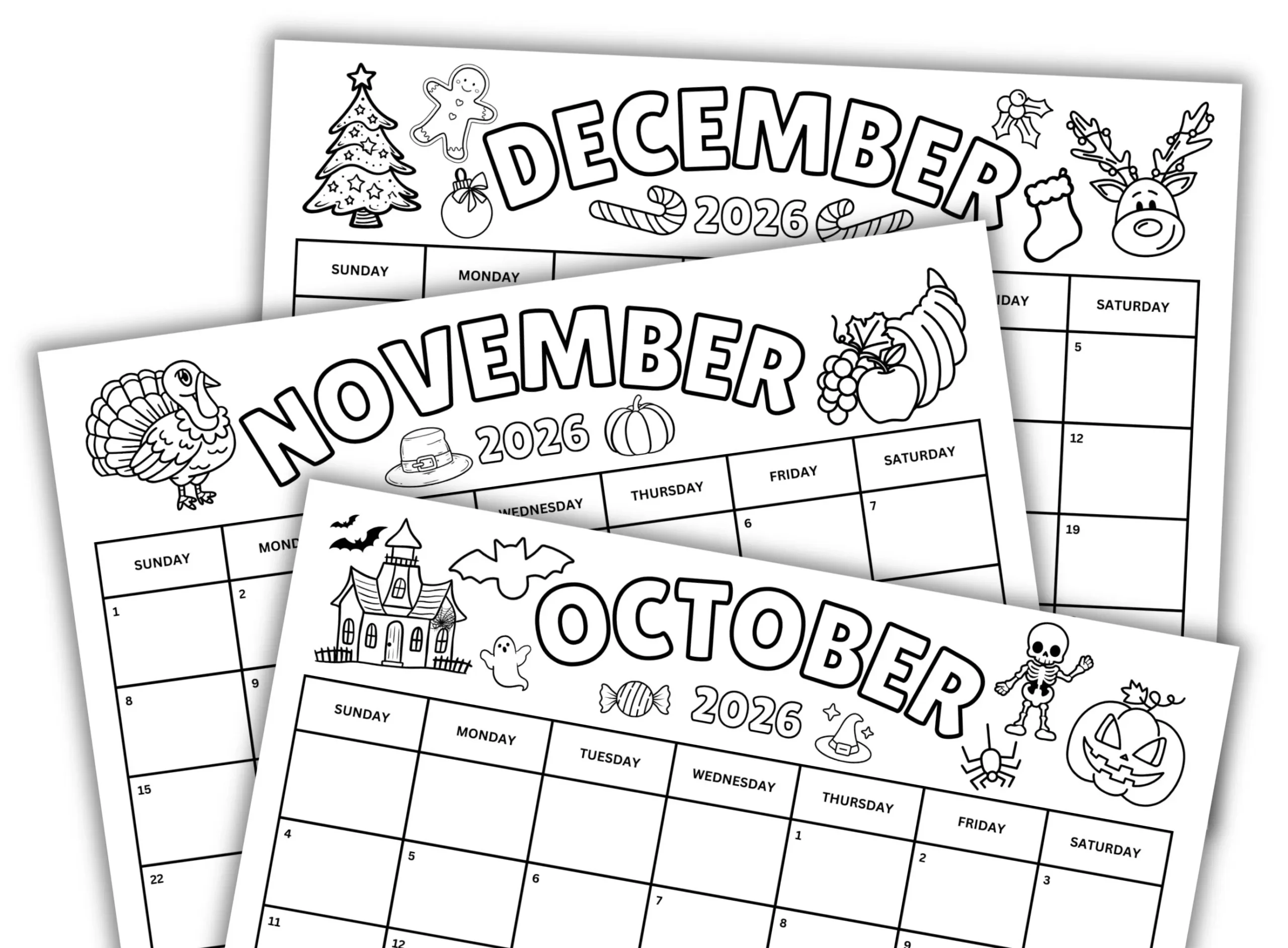2026 Printable Coloring Calendars November