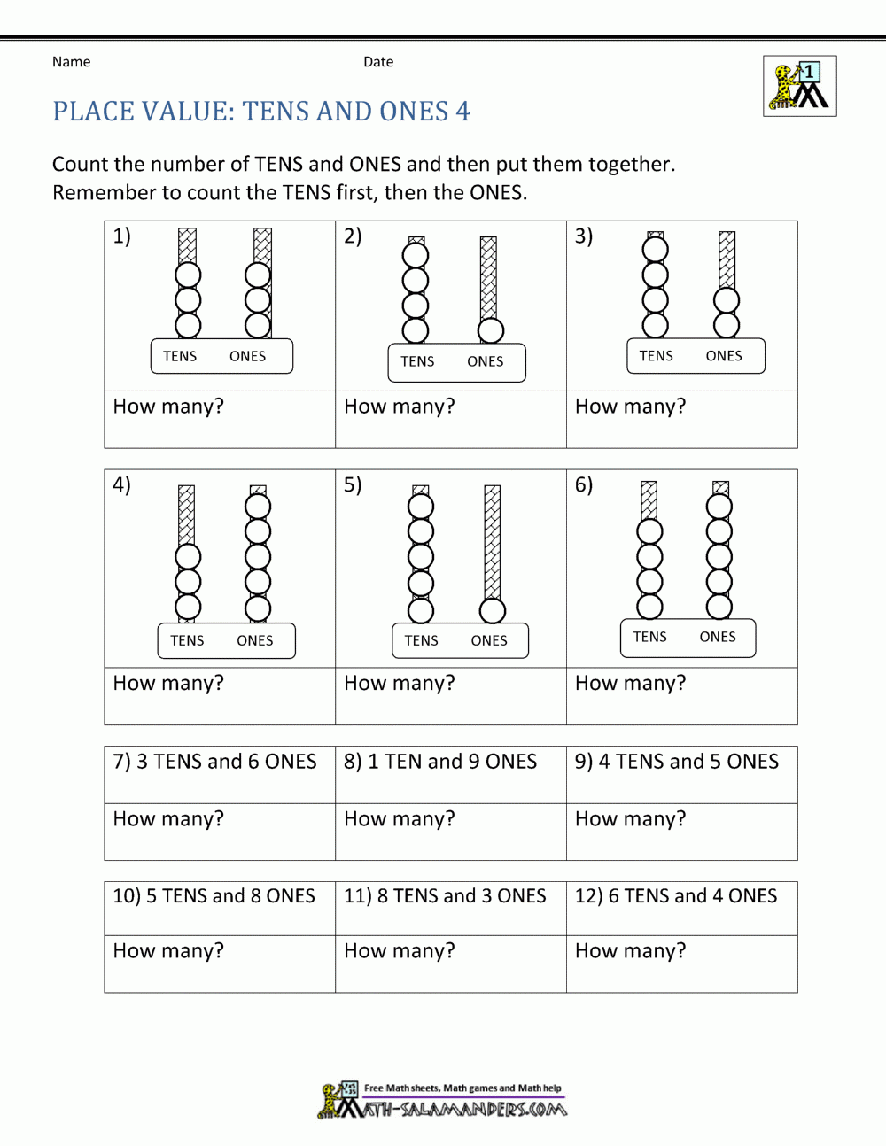 1st Grade Place Value Worksheets 2 Digit Numbers