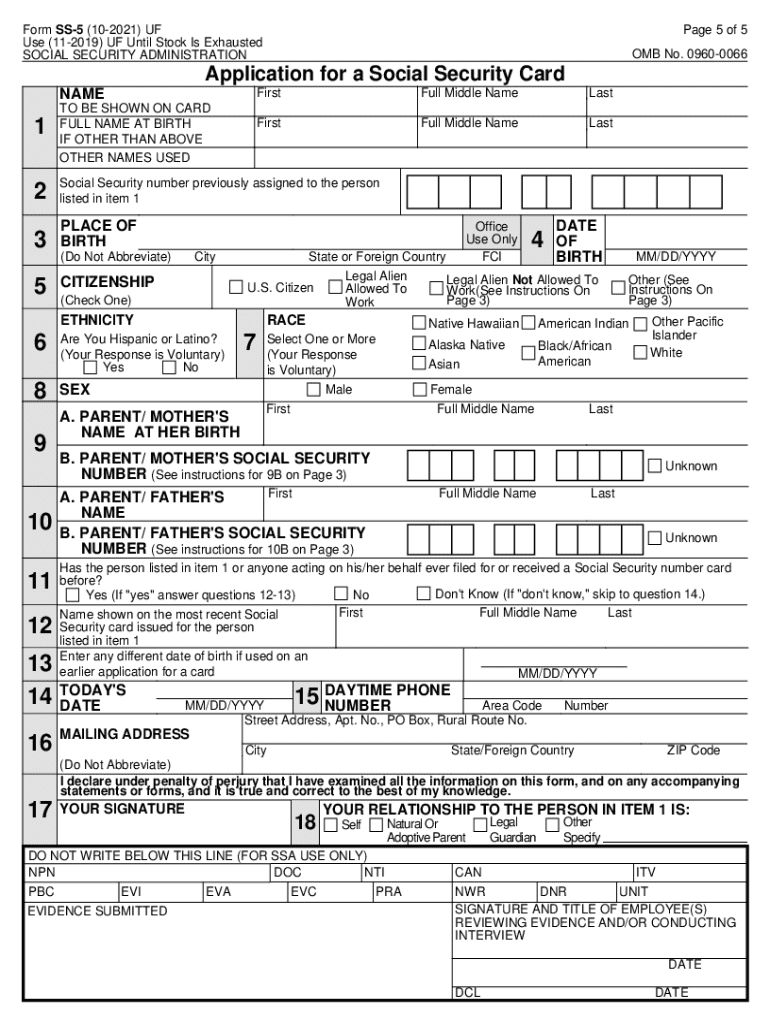 2021 Form SSA SS 5 Fill Online Printable Fillable Blank PdfFiller