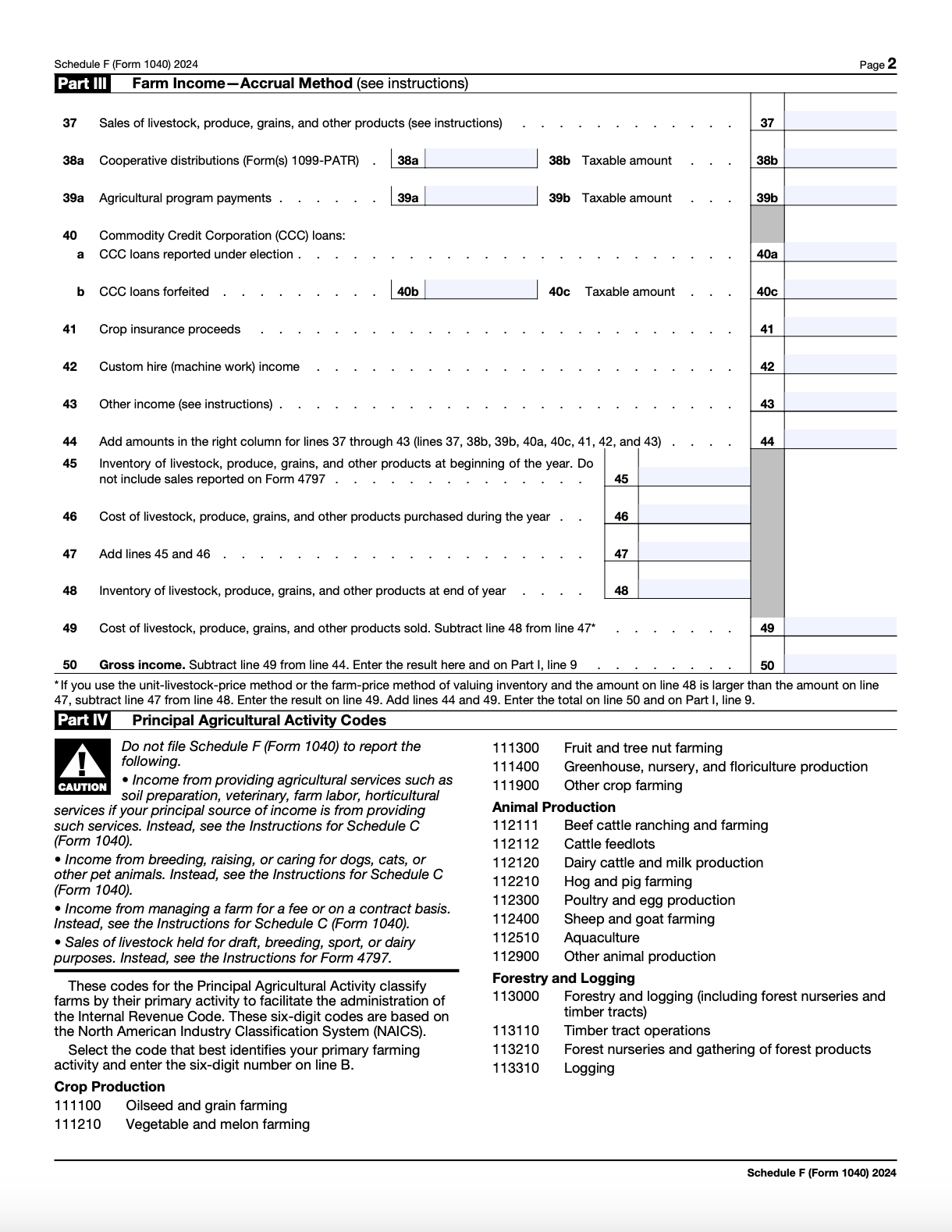 Schedule F Form 2024