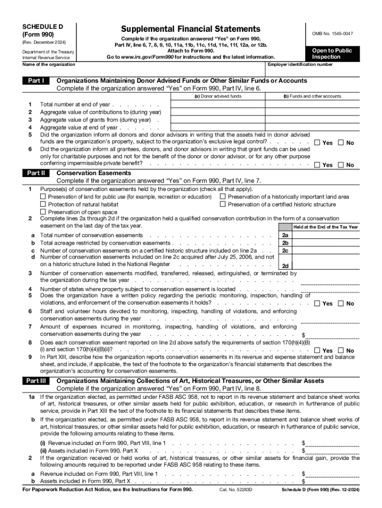 2024 Form IRS 990 Schedule D Fill Online Printable Fillable 
