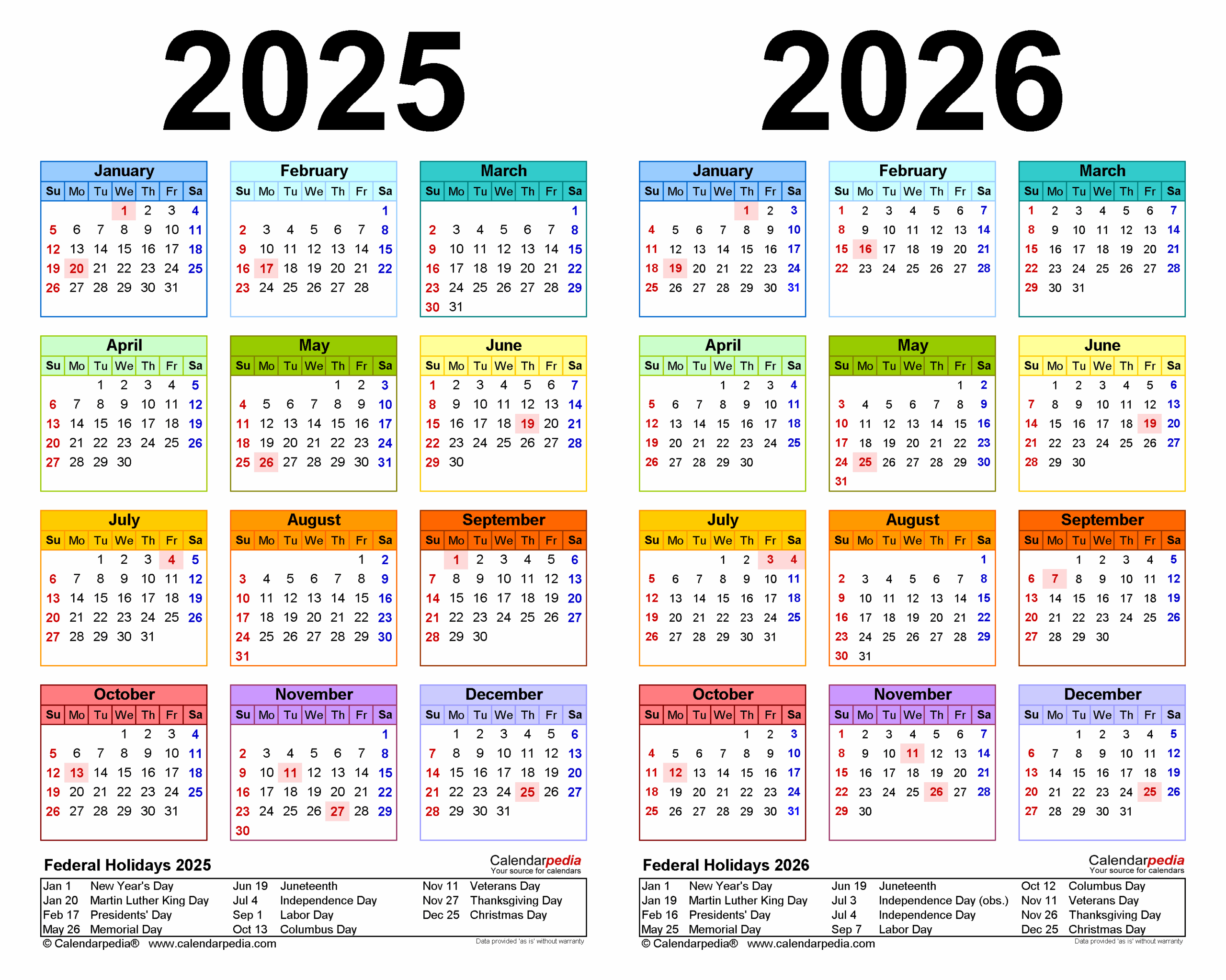 2025 And 2026 Calendar Printable