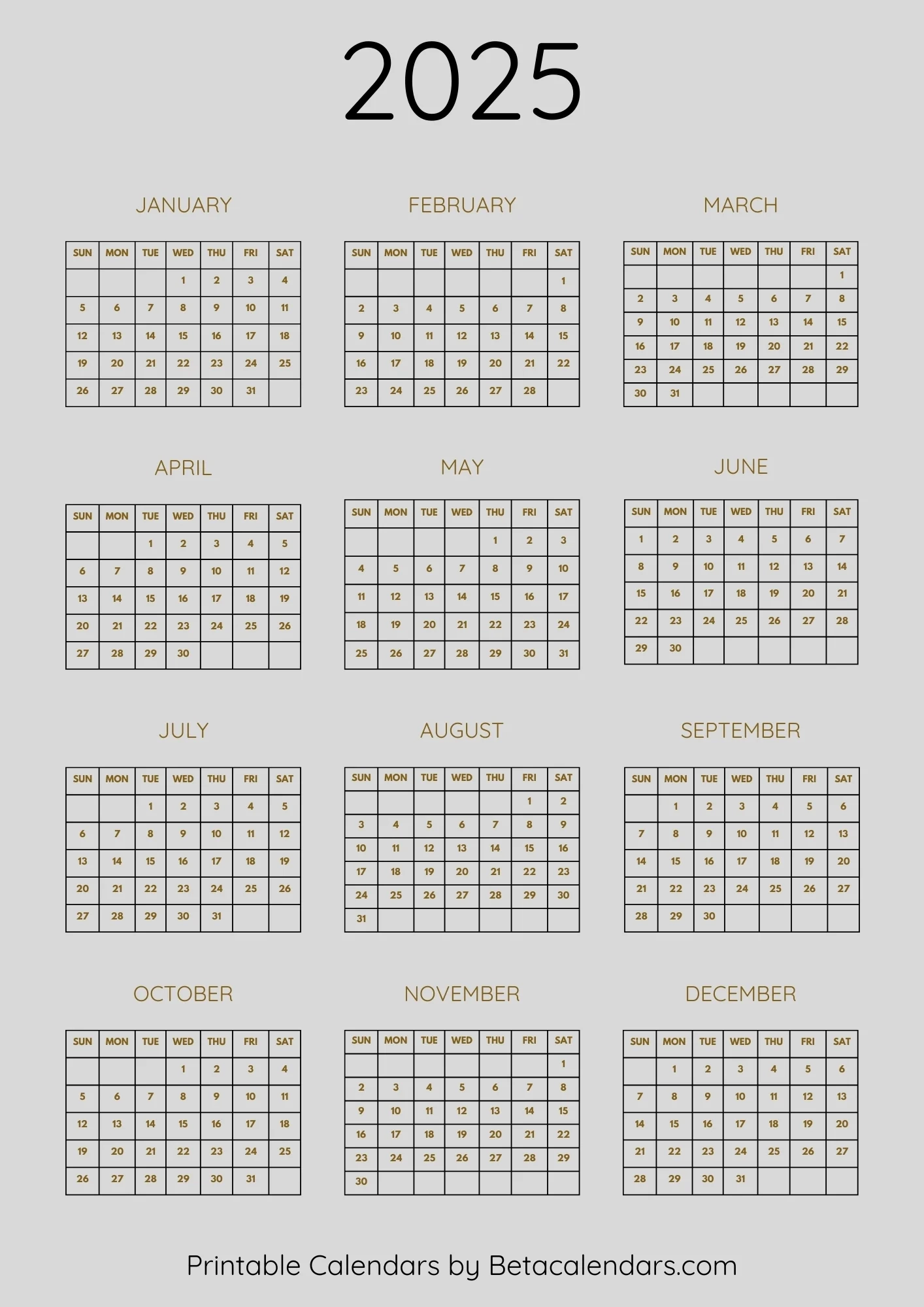 Beta Calendars December 2025 Calendar Printable