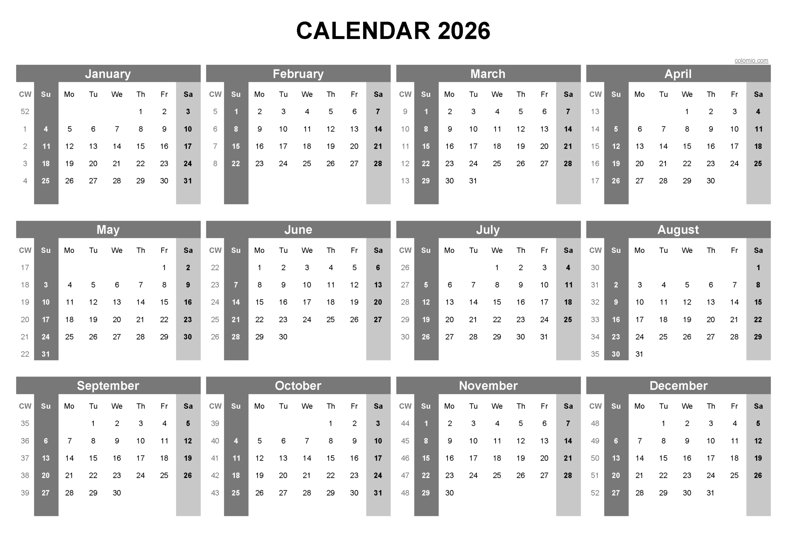 Calendar For 2026 Pdf
