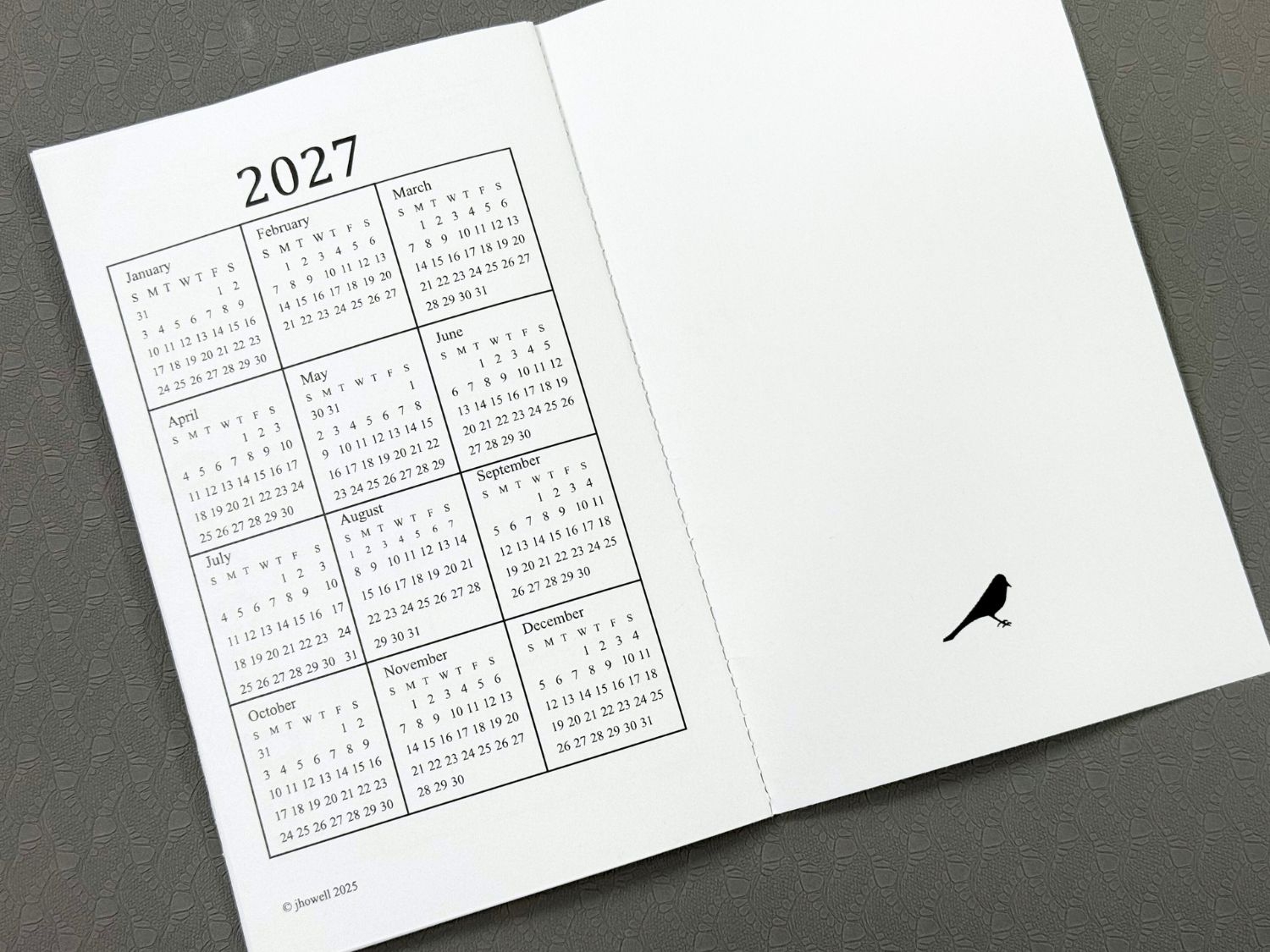 2026 Mini Printable Pocket Calendar Minimalist Style Instant 