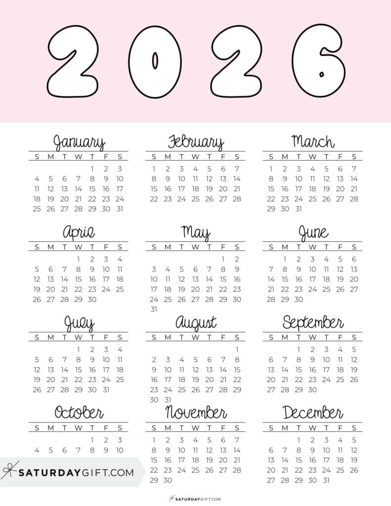 Printable Blank Wall Calendar 2026