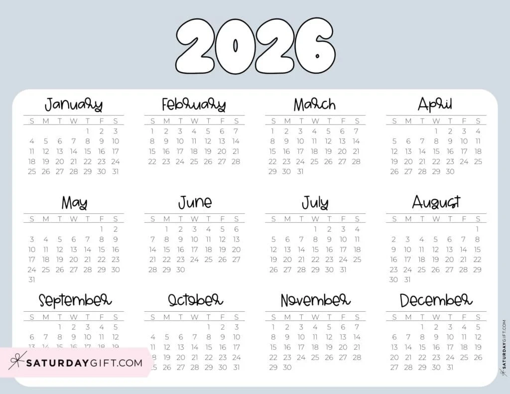 October To December 2026 Printable Calendar