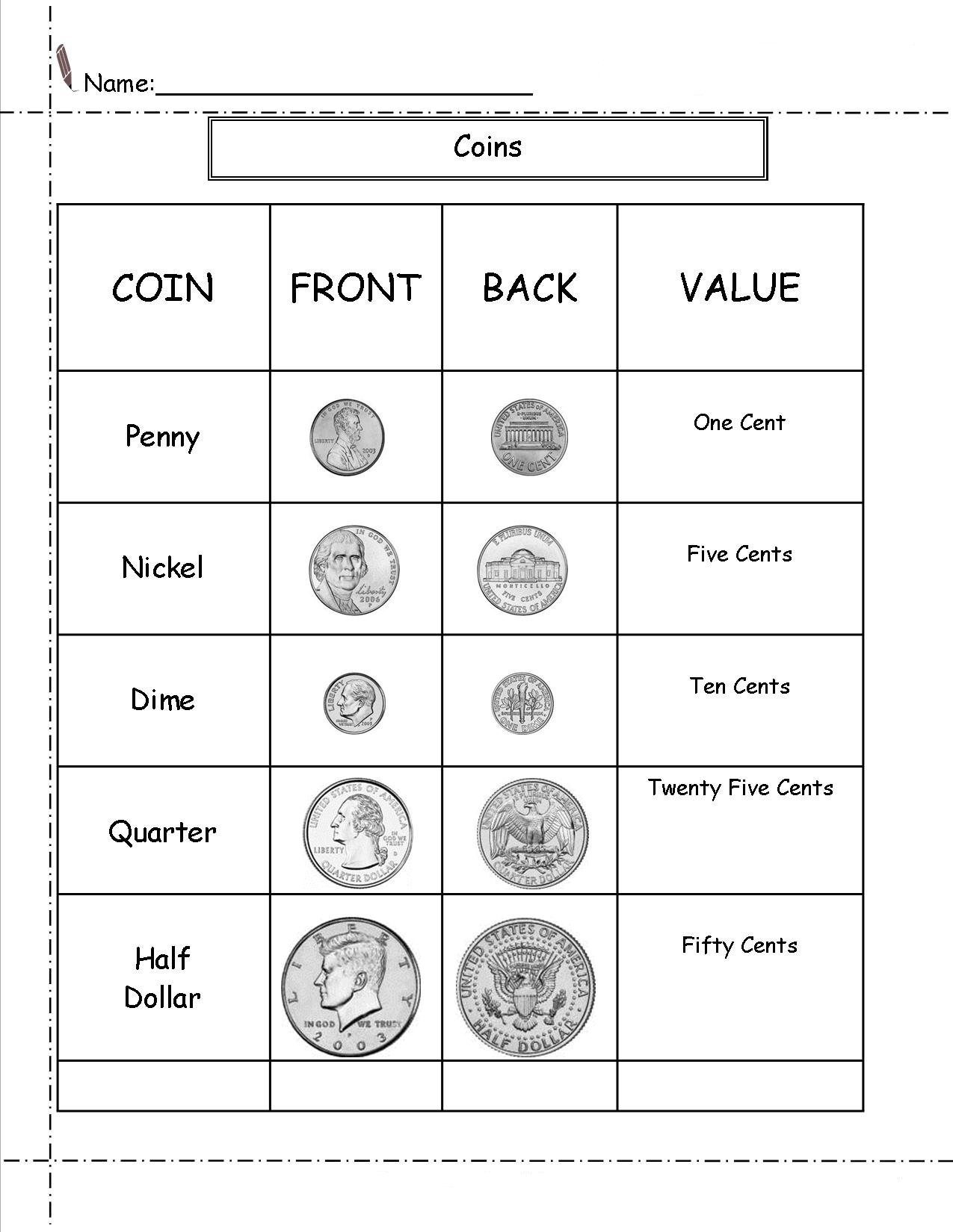 Printable Color By Coin Worksheet