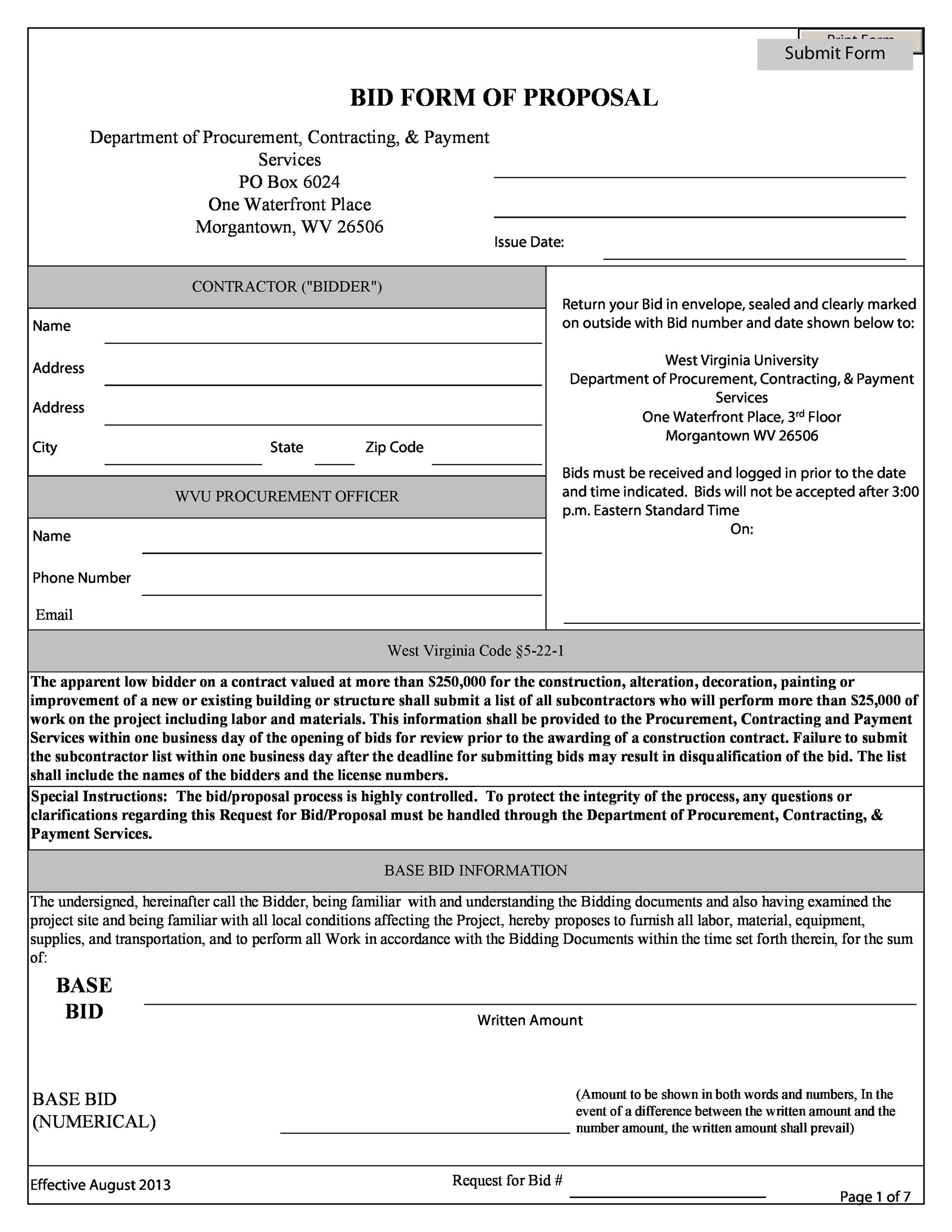 Printable Construction Proposal Template
