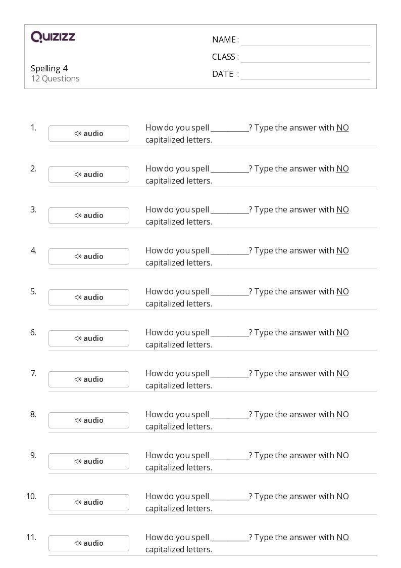 50 Spelling Worksheets For 6th Grade On Quizizz Free amp Printable