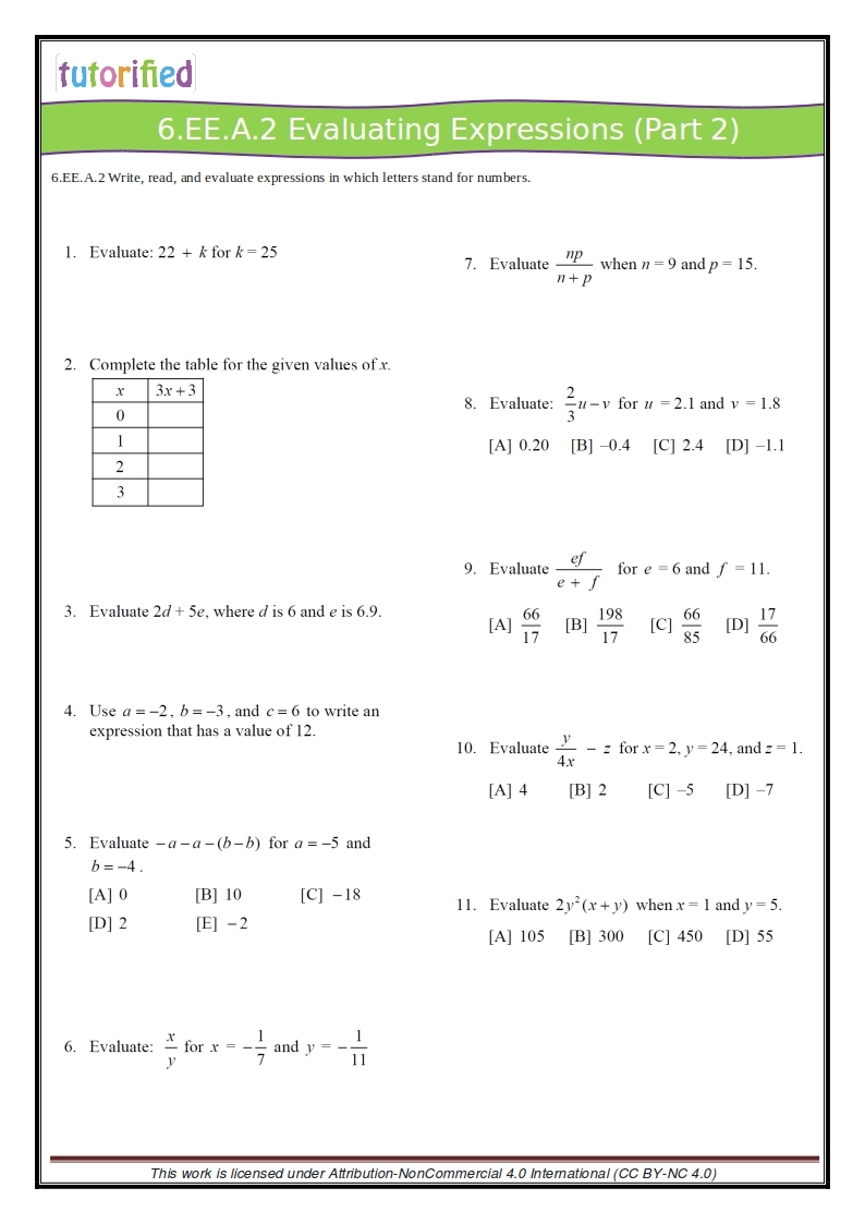 Printable Math Worksheets 6th And 7th Grade