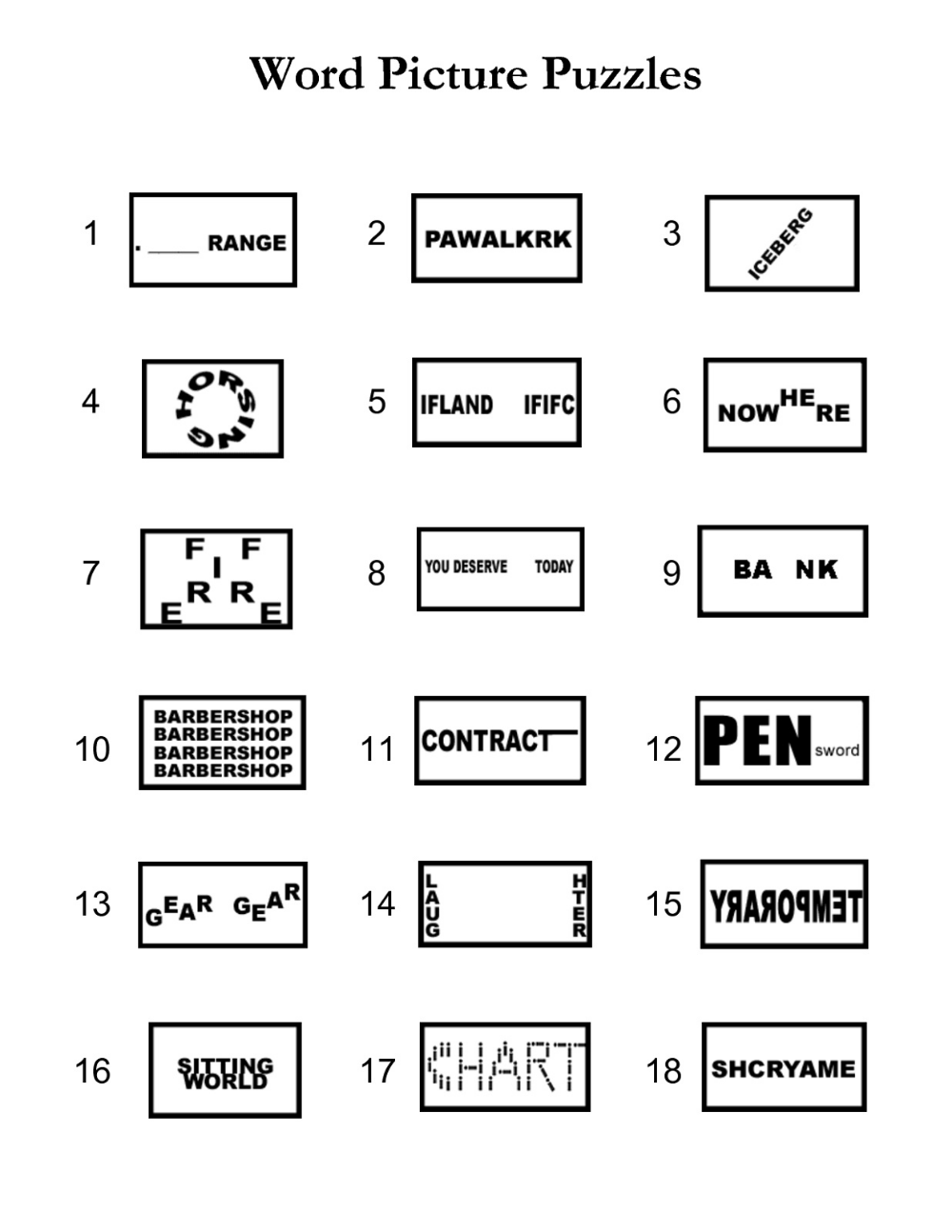 Puzzles Brain Teasers Printable