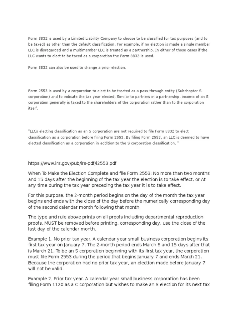 8832 2553 PDF Limited Liability Company S Corporation