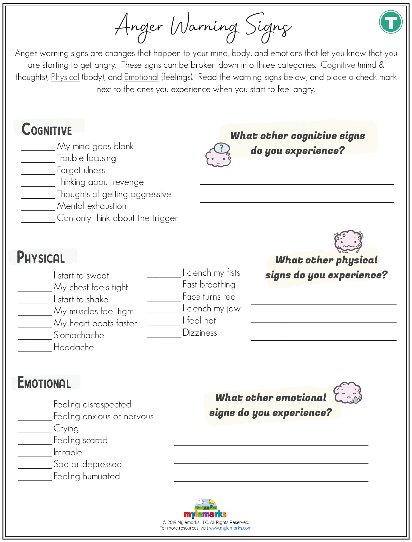 Free Printable Anger Management Worksheets For Youth