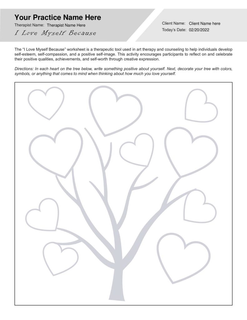 Art Therapy Worksheets Bundle Editable Fillable Printable PDF 