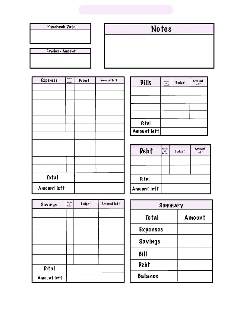 Free Printable Bi Weekly Budget Worksheet Pdf