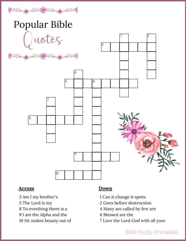 Free Bible Crossword Puzzles Printable