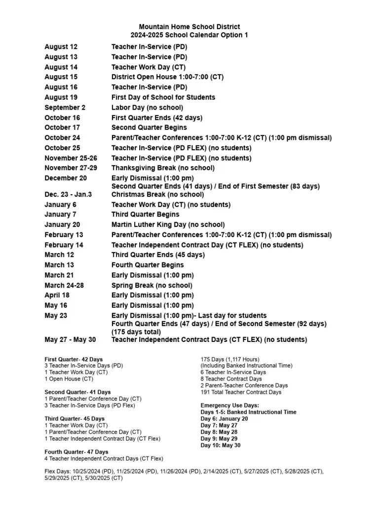 Board Approved 2024 2025 School Calendar PDF Academic Term 