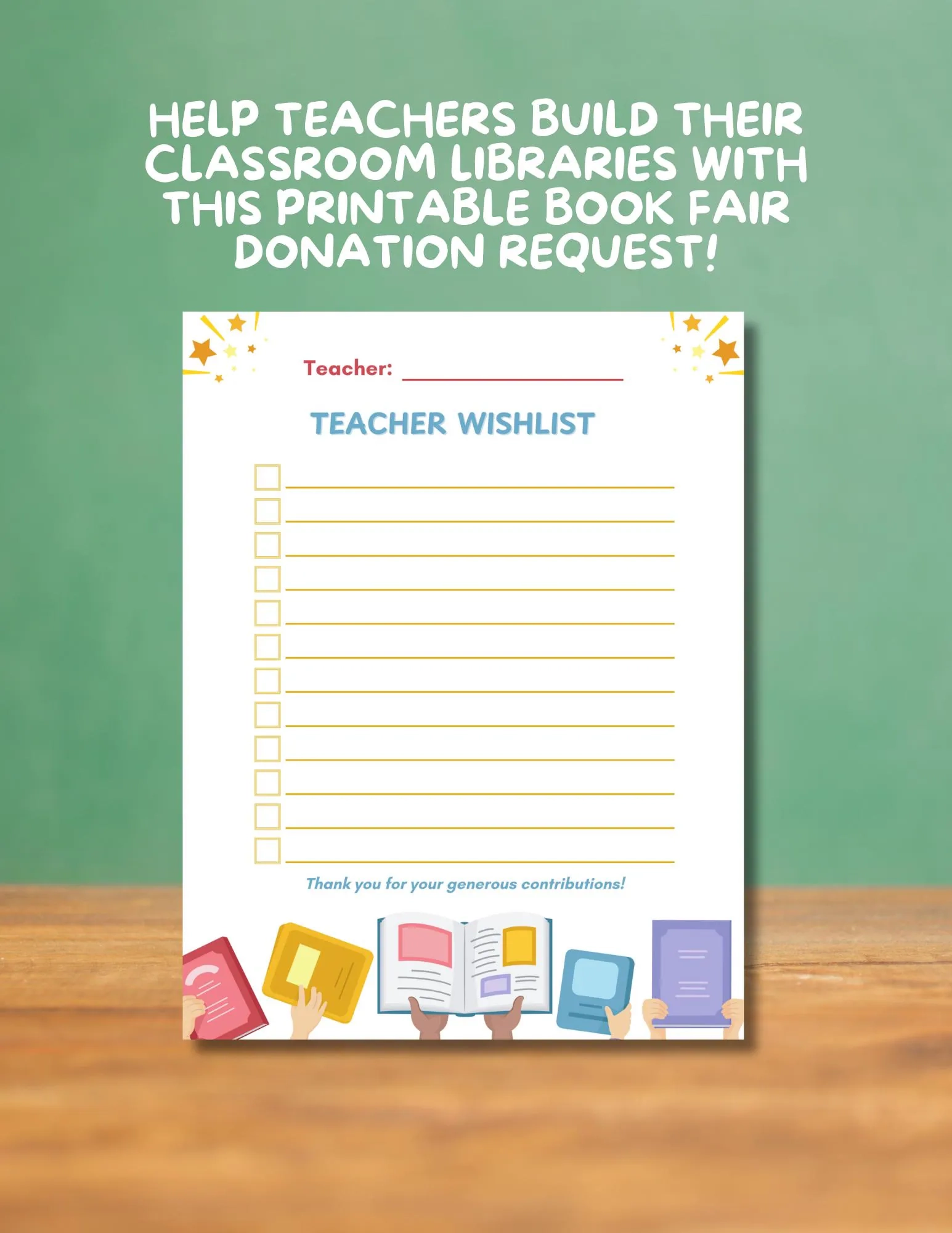 Book Fair Wish List Template Free Printable
