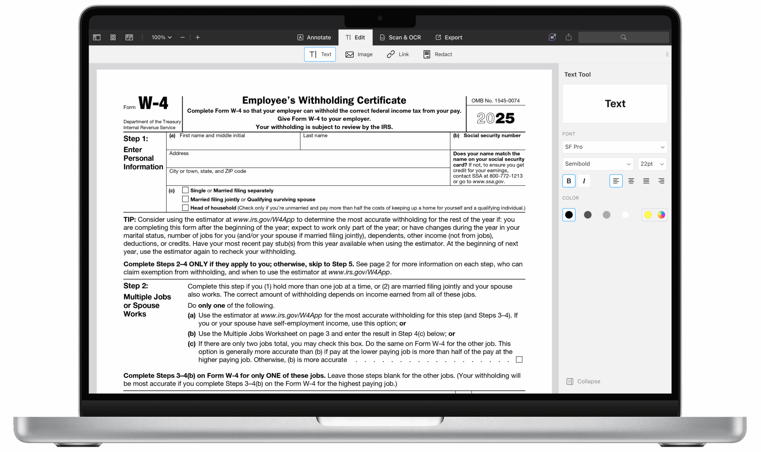 C mo Rellenar Formulario W4 Del IRS 2025 PDF PDF Expert