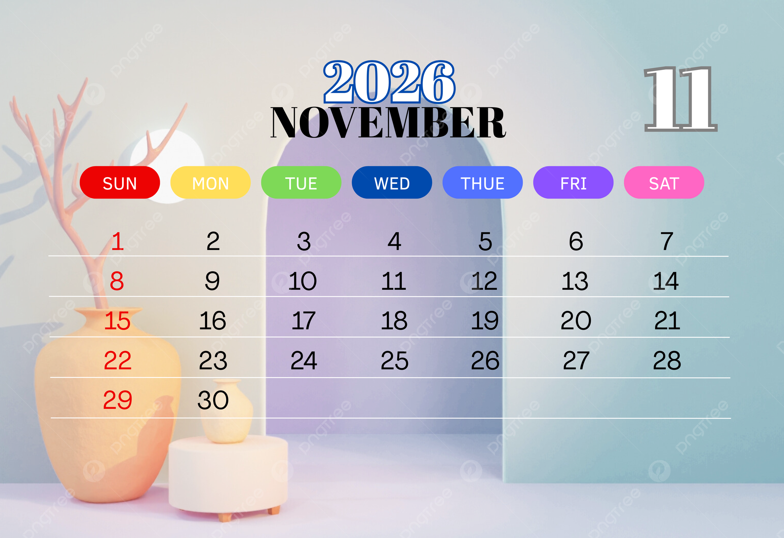 Calendar Template Design November 2026 Template Download On Pngtree