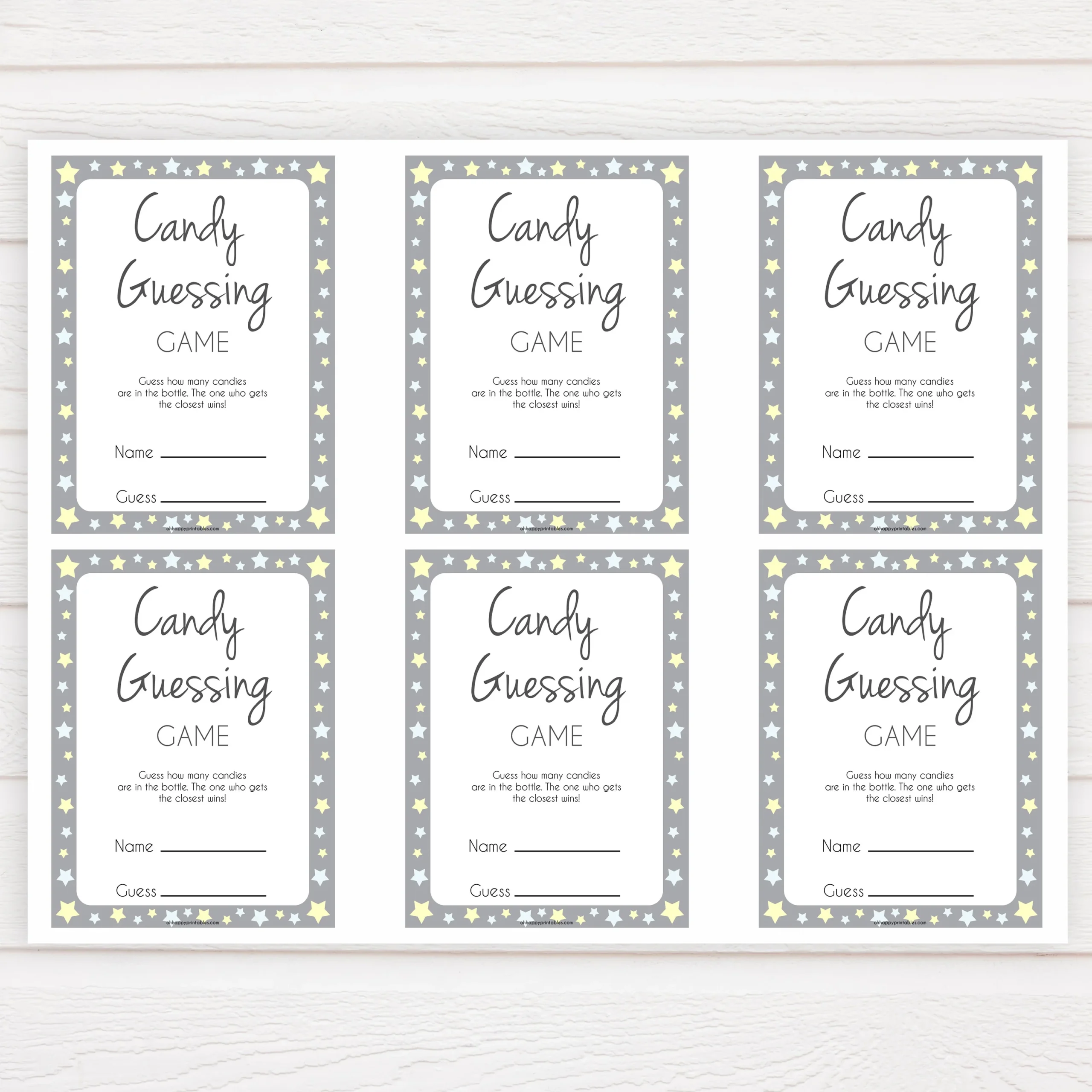 Free Printable Candy Guessing Game Template