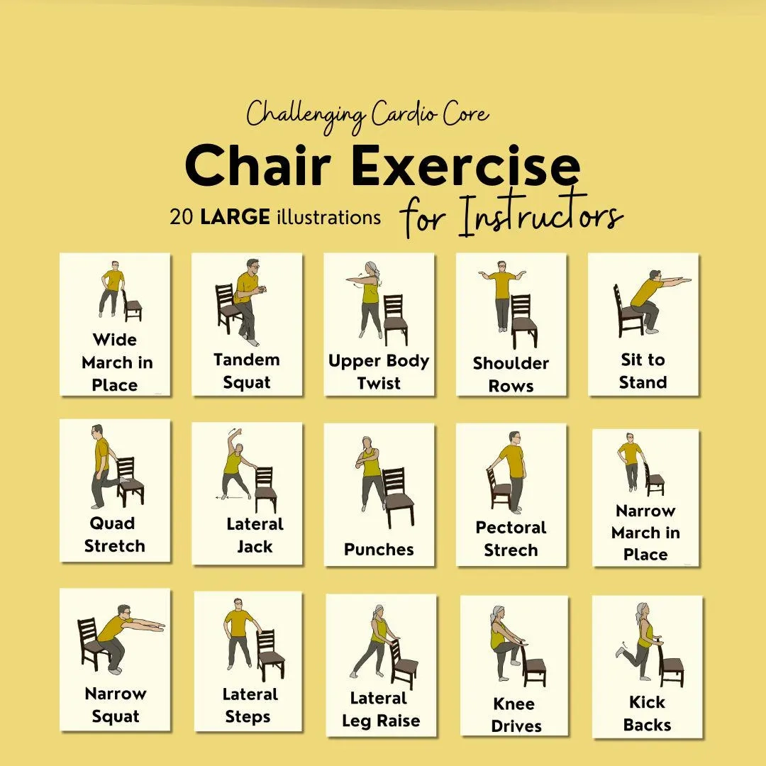 Chair Exercise Visuals For Senior Exercise Cue Cards For Fitness 