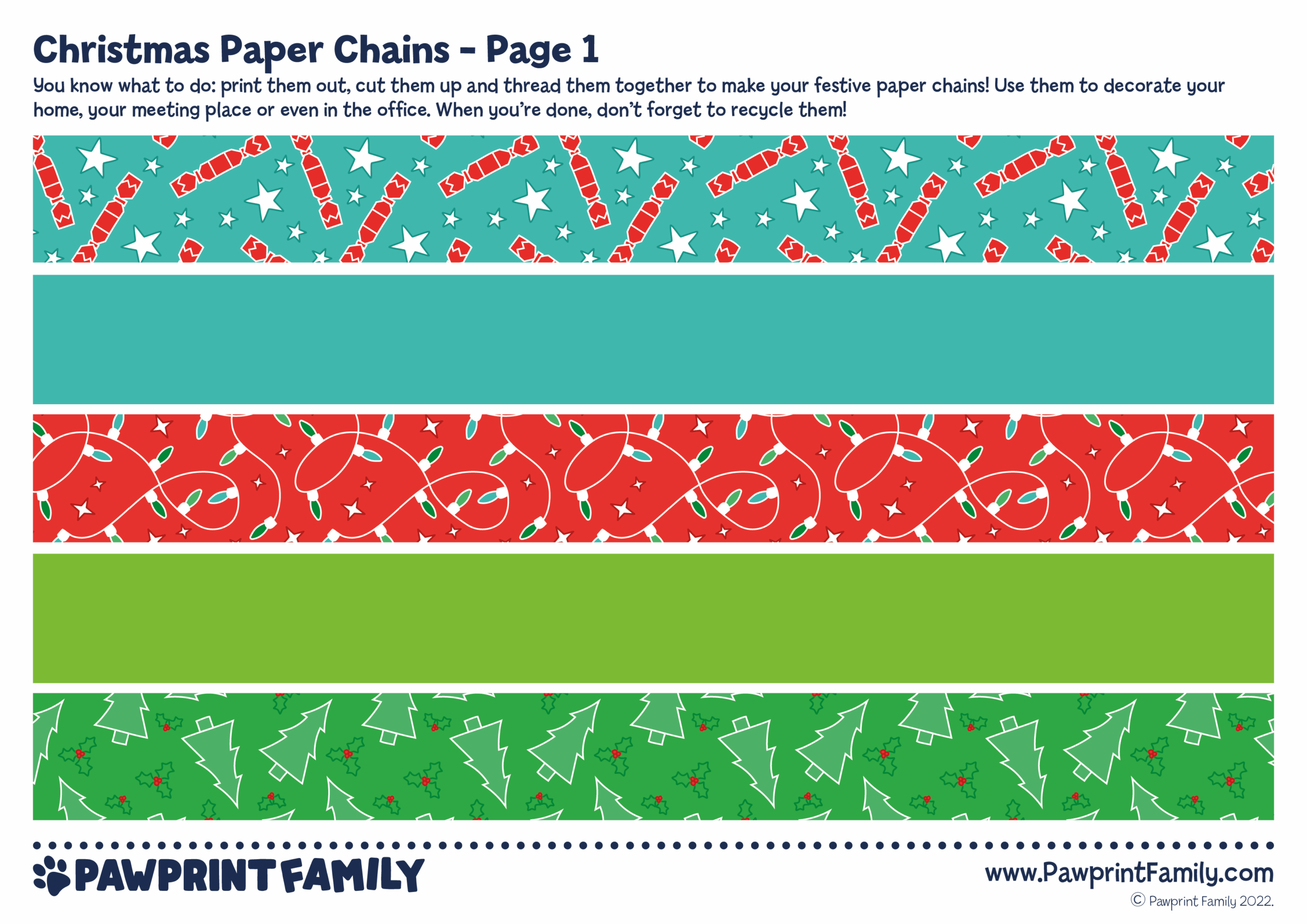 Christmas Paper Chains Pawprint Family Worksheets Library