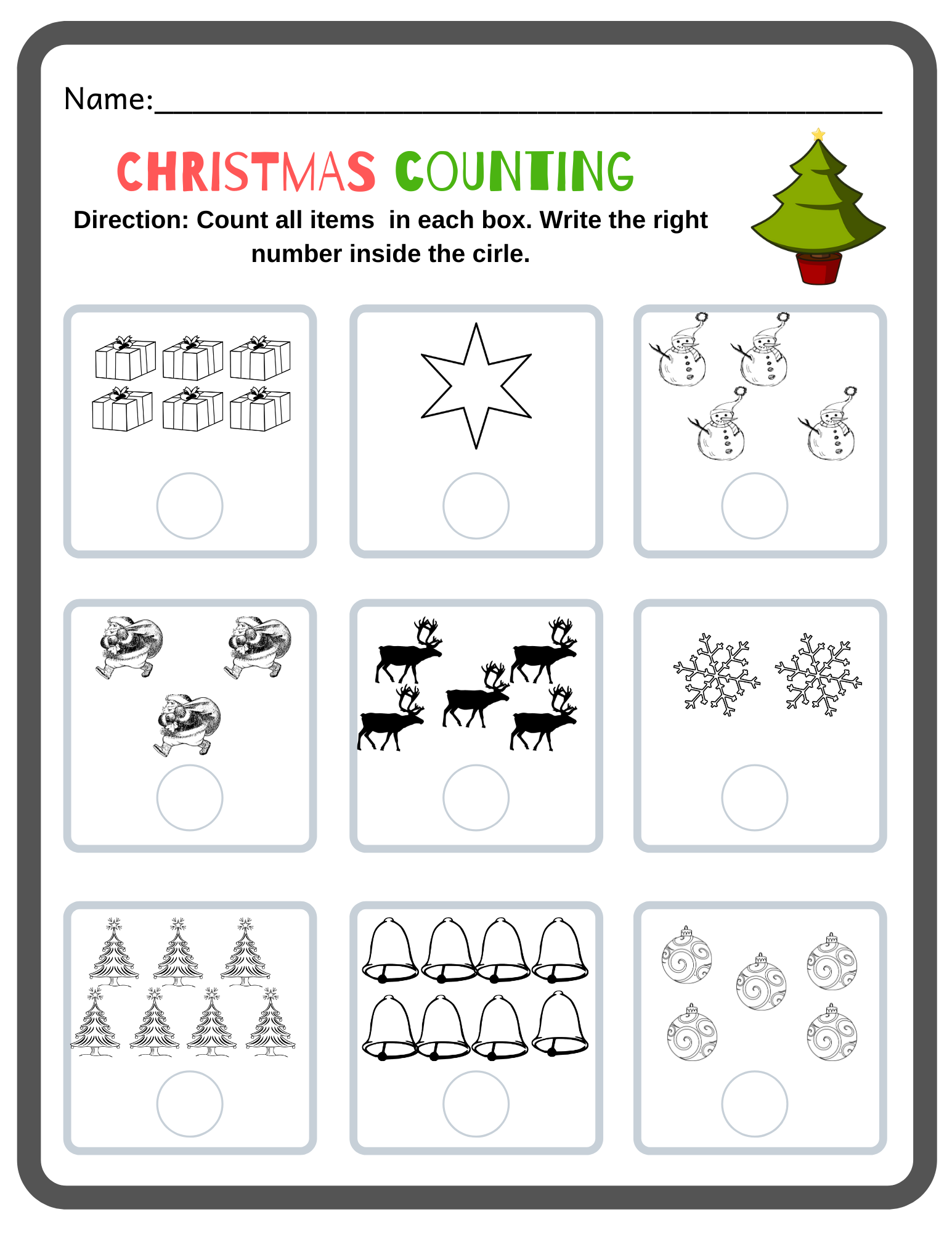 Christmas Pre K Worksheets Printables