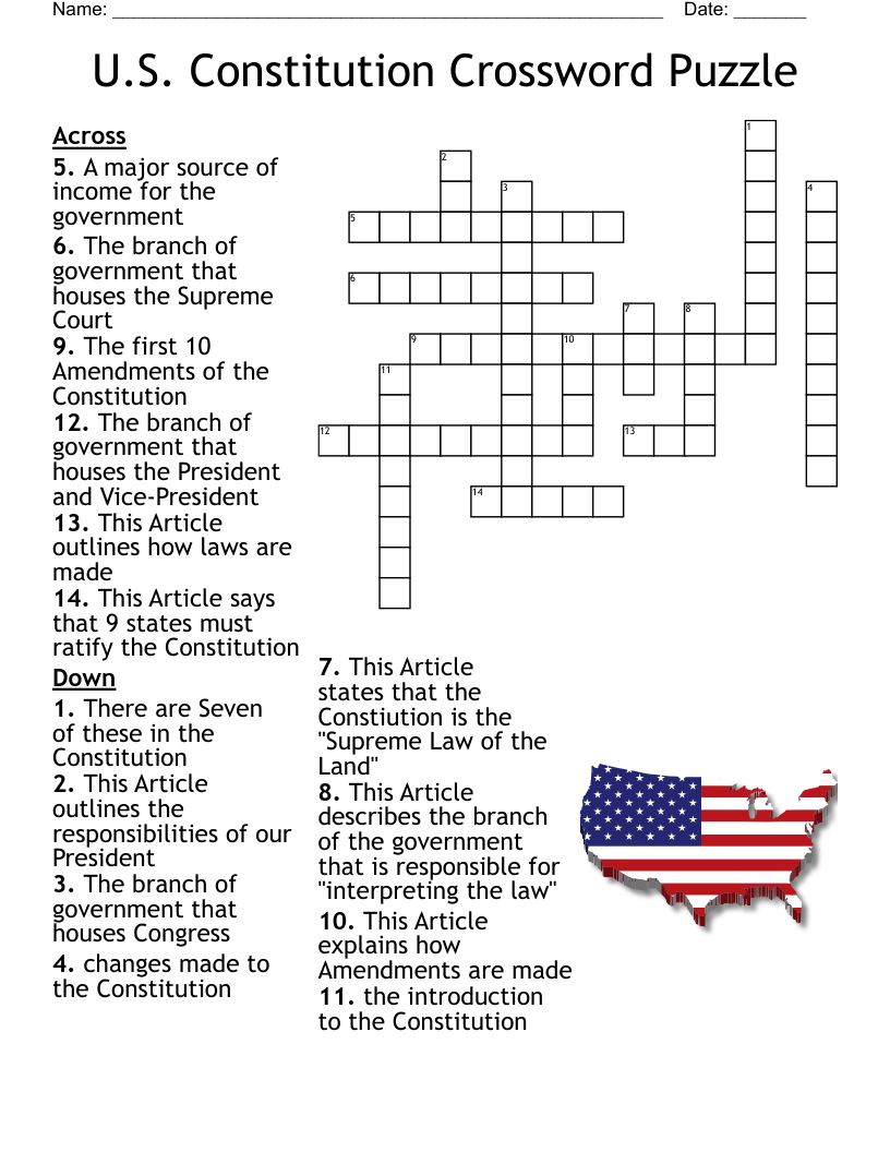 Civics 7th Grade Printable Crossword Puzzles