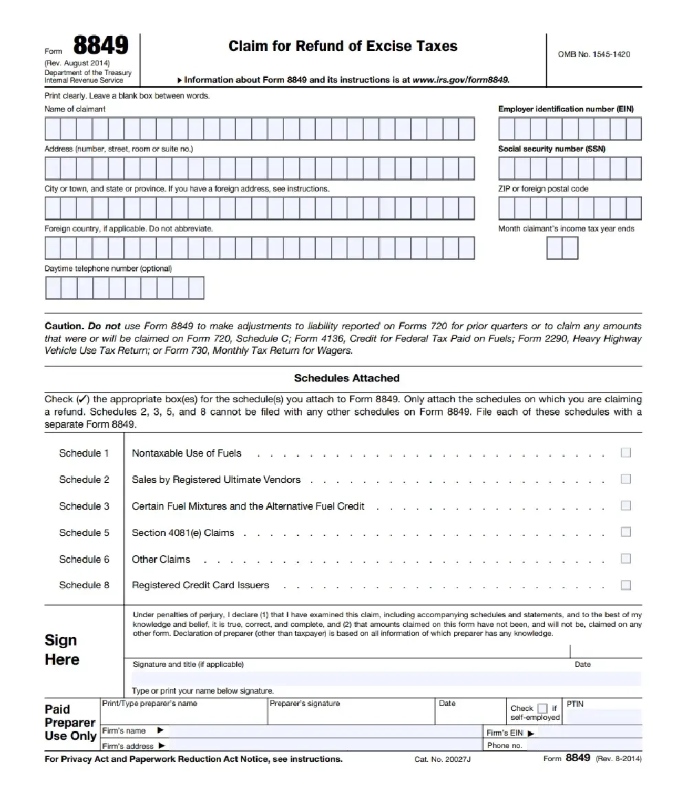 Claim Your IRS Form 8849 Schedules In A Few Minutes 