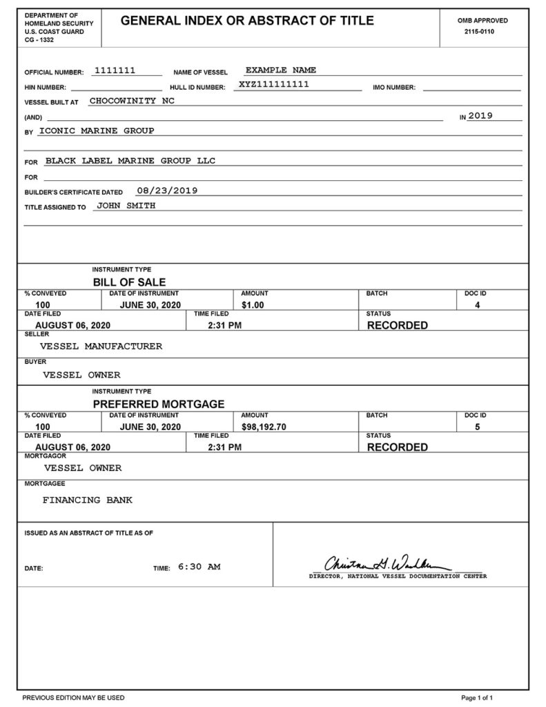 Coast Guard Documentation Records American Vessel Documentation