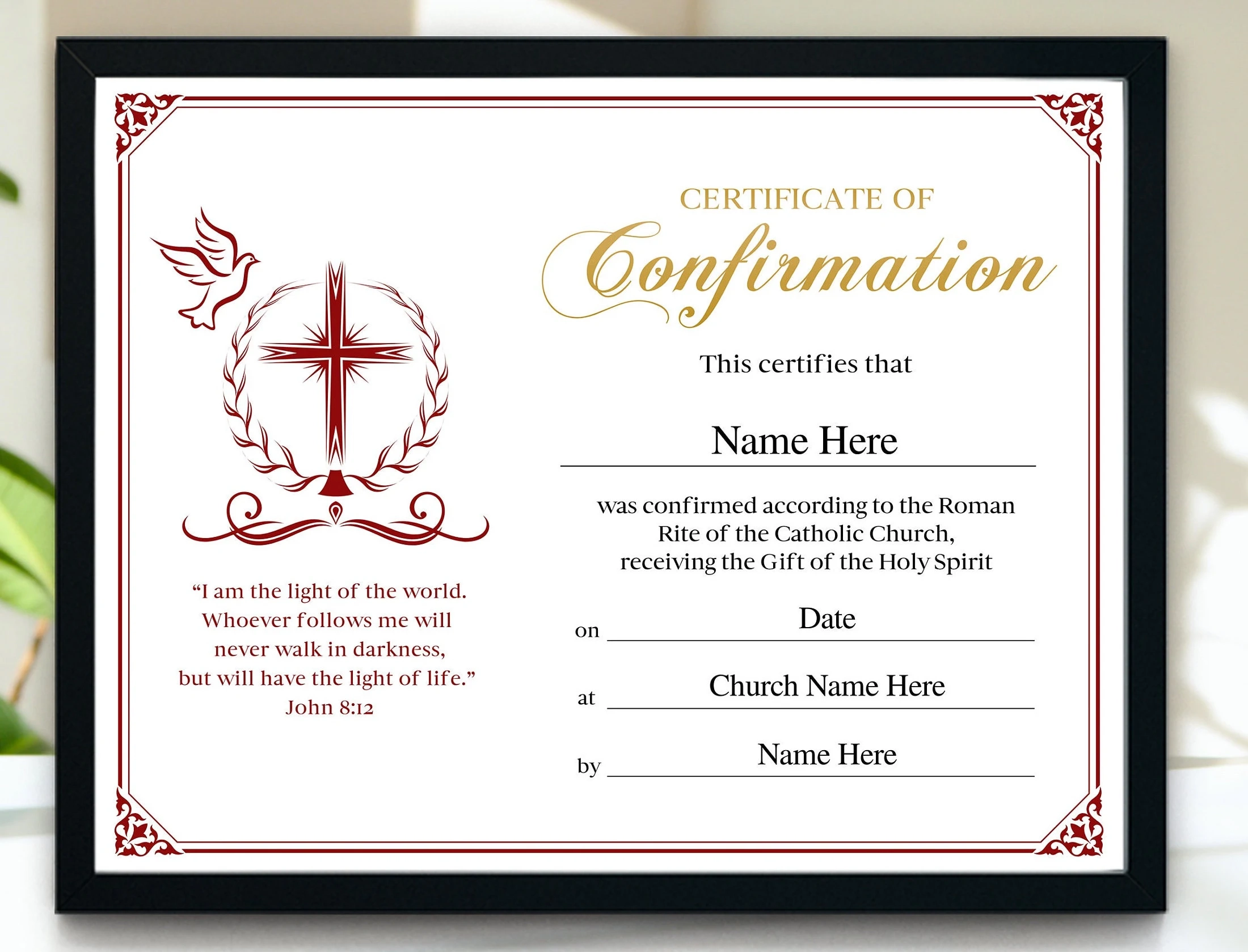 Confirmation Certificate 11x8 5 Printable Editable Confirmation 