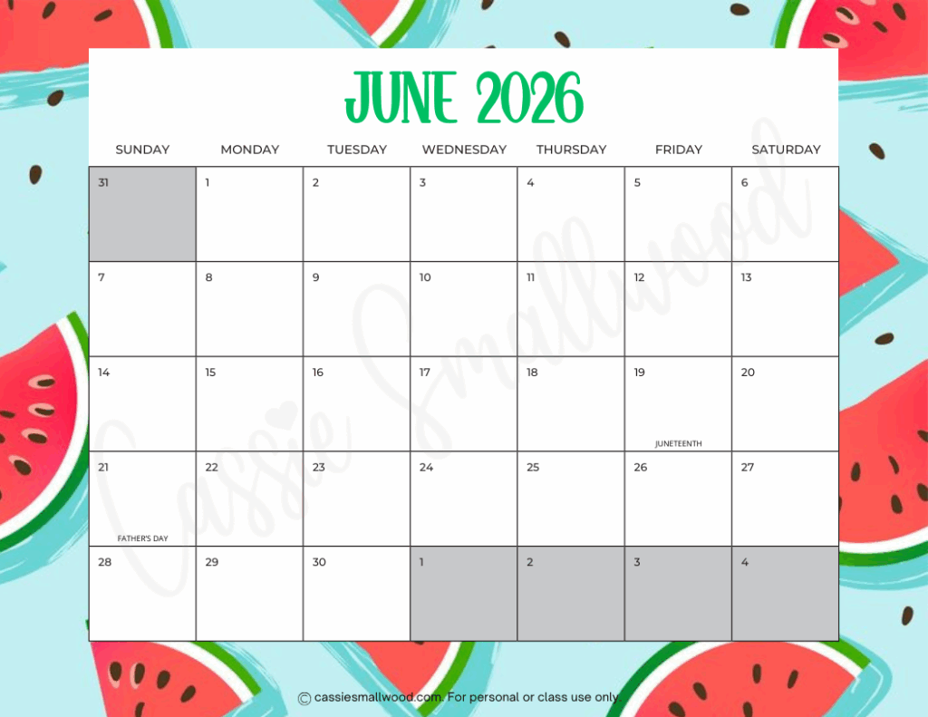 June 2026 Calendar