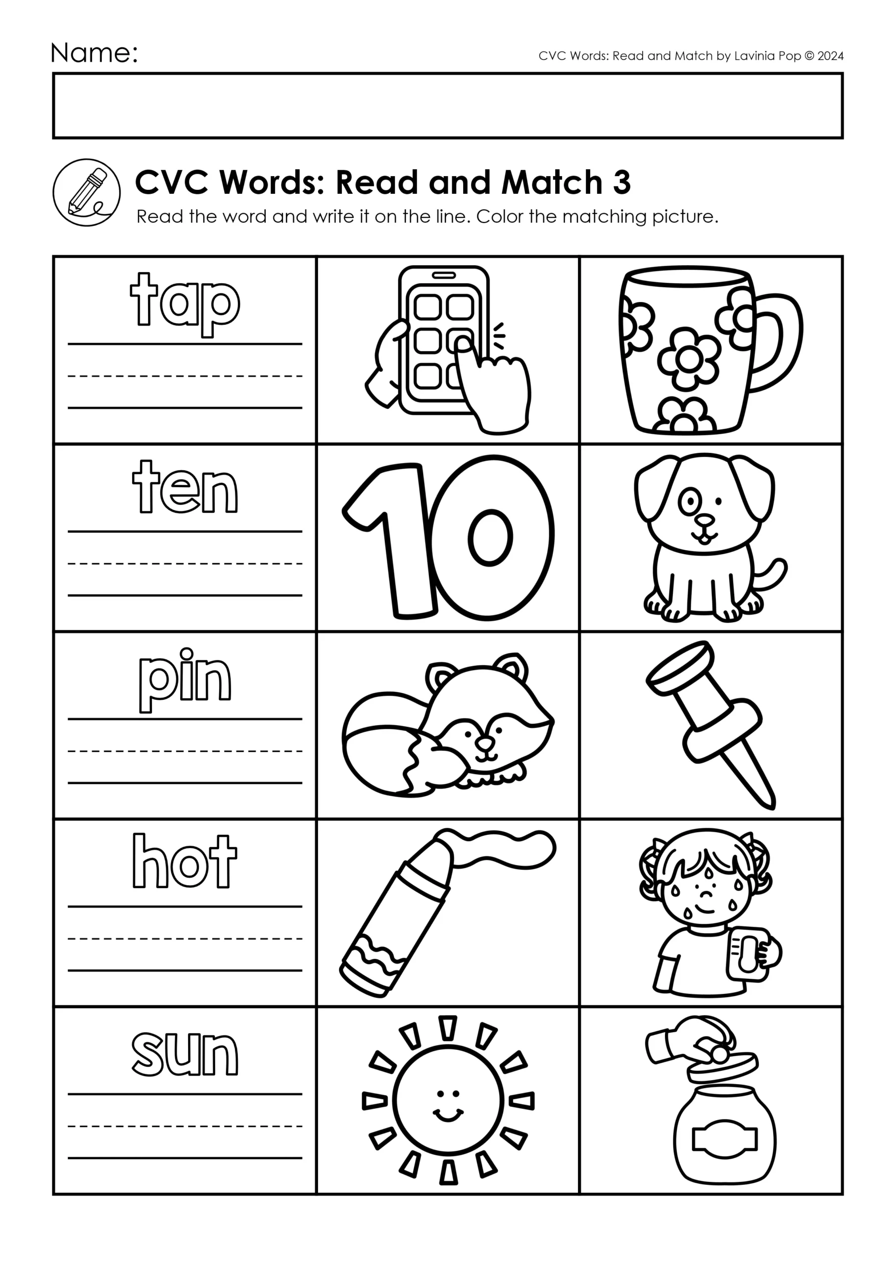 Free Printable Cvc Worksheets Kindergarten