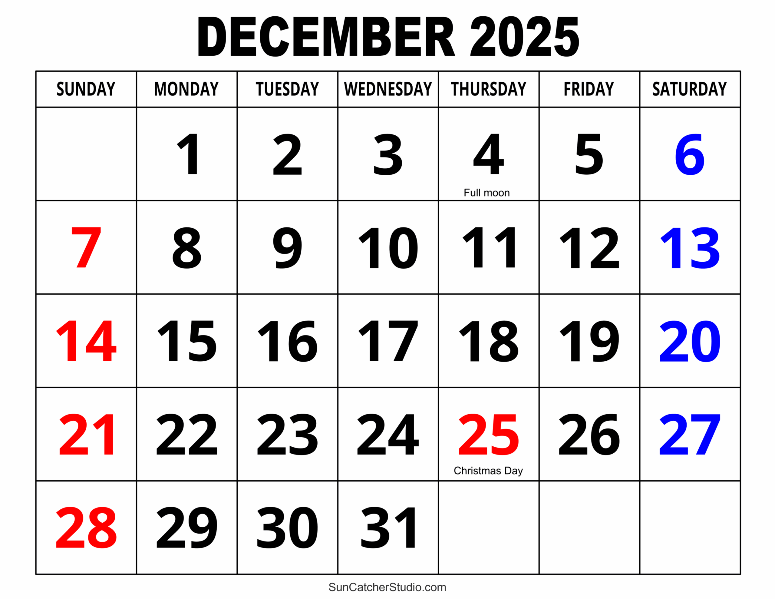 December 2025 Calendar