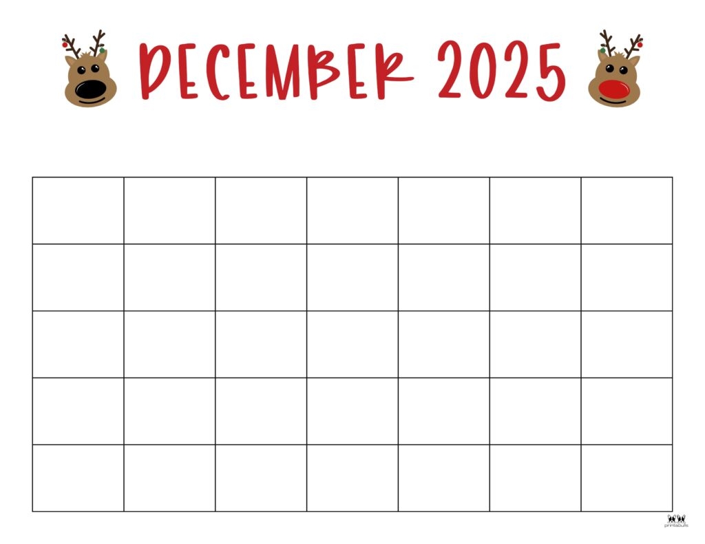 December Calendar 2025 Writeable Printable