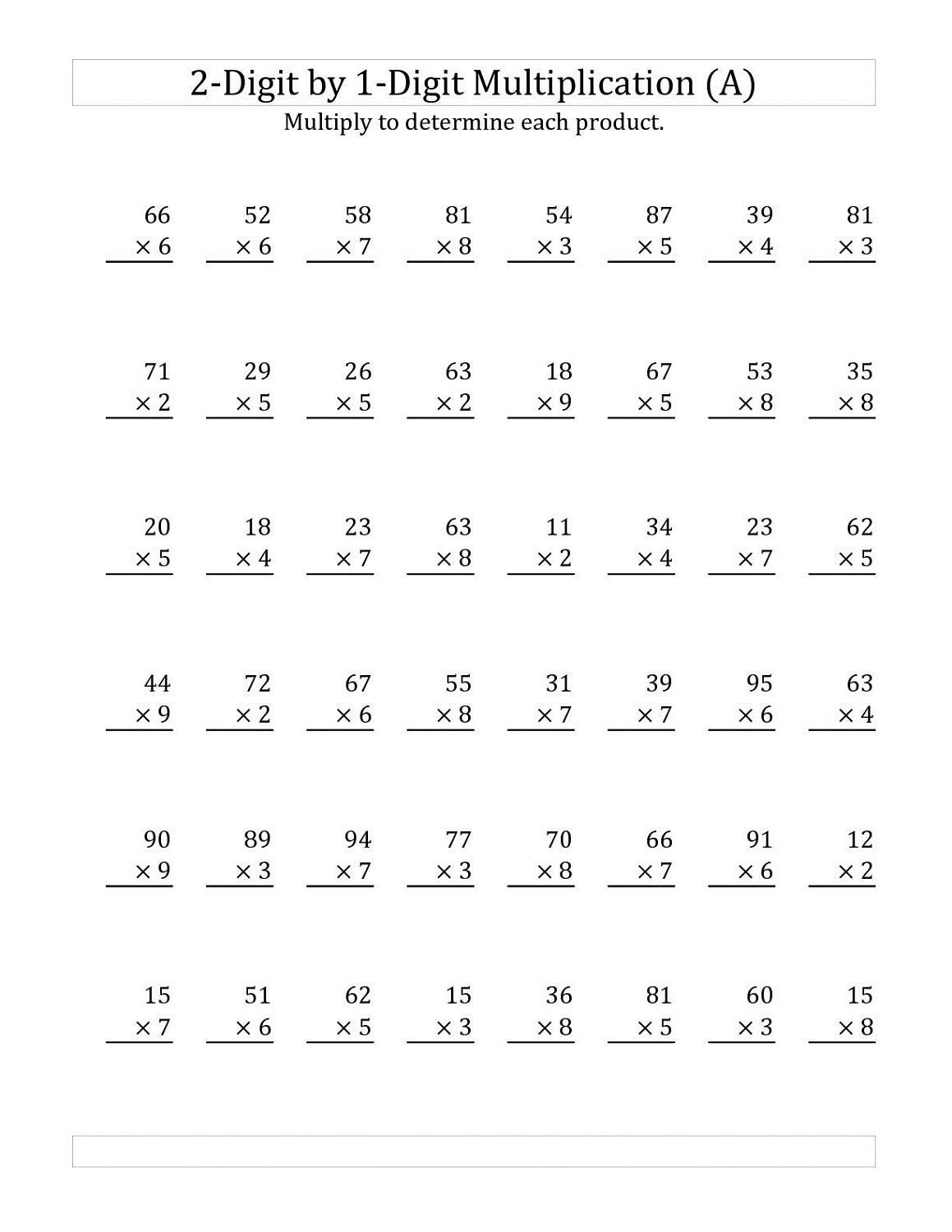 Free Printable Multiplication Worksheets Grade 5