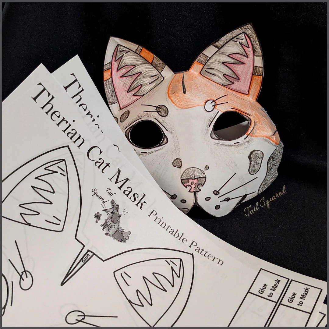 DIY Paper Therian Mask Printable Pattern Etsy Australia