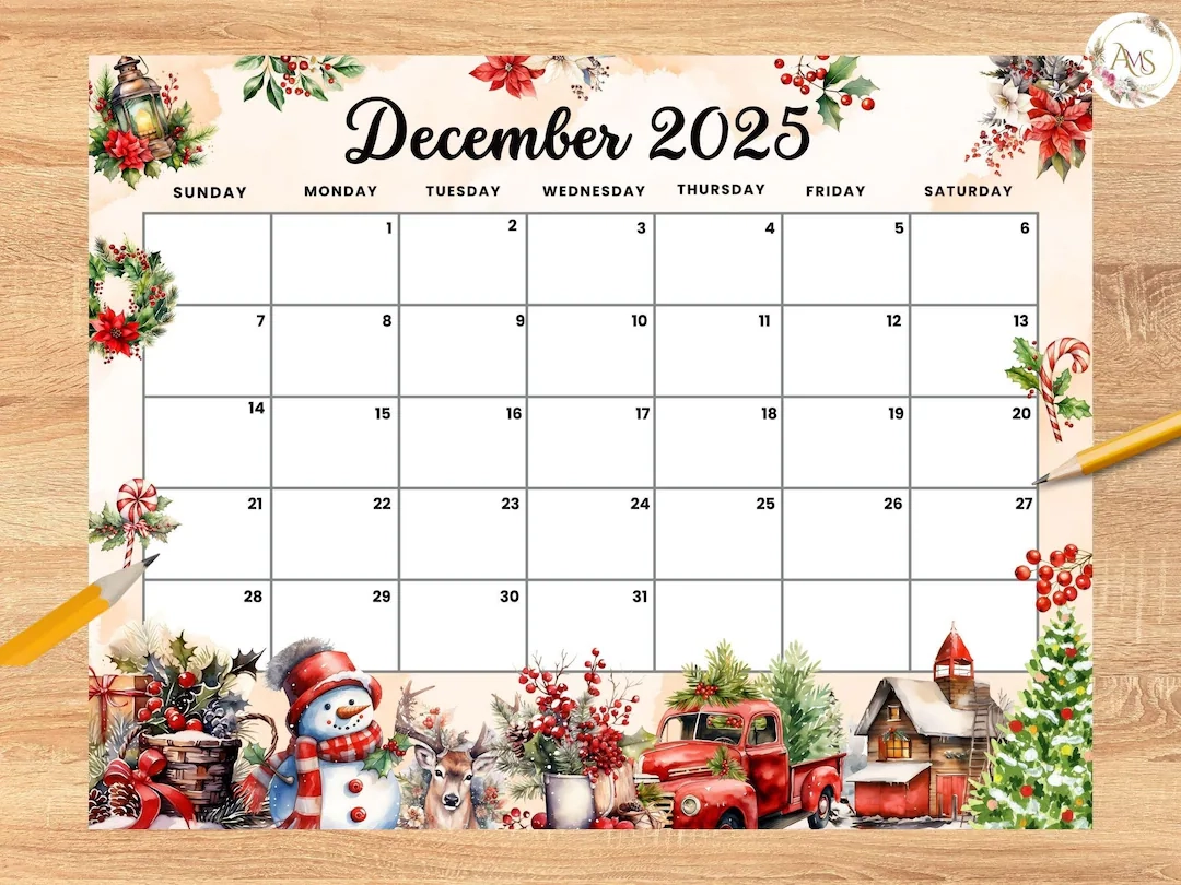 December 2025 Printable Calendar With Snowmen