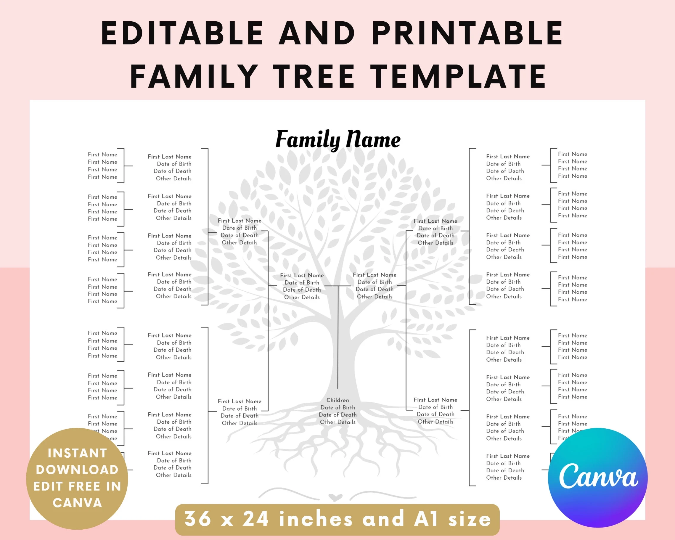 Printable Customizable Family Tree Template