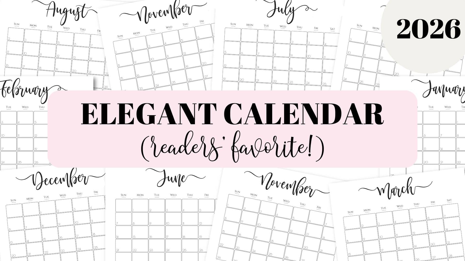2026 Printable Calendar Monthly