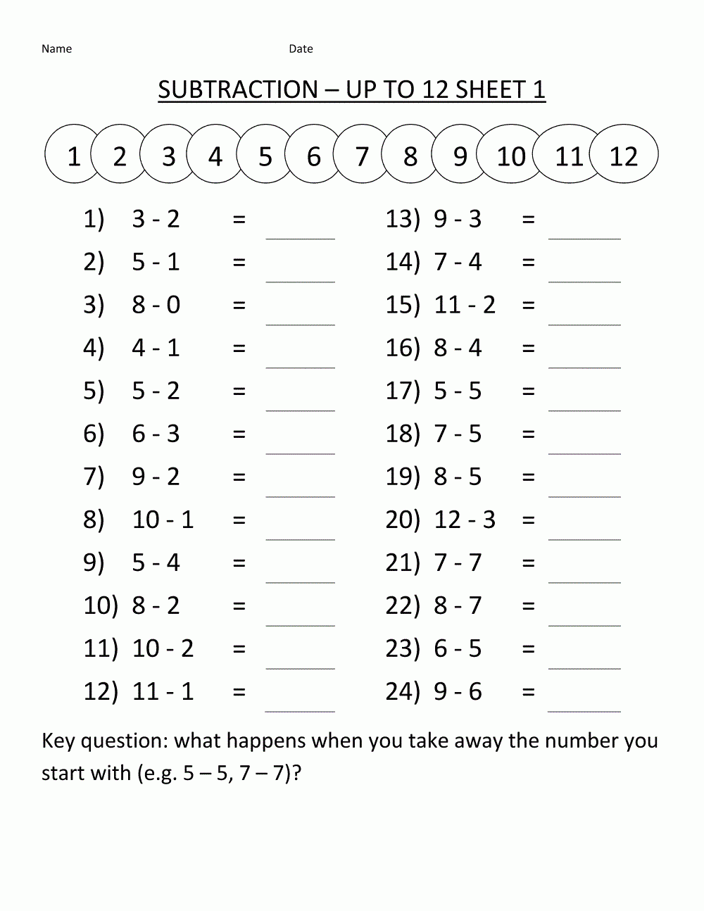 Math Worksheet Printable