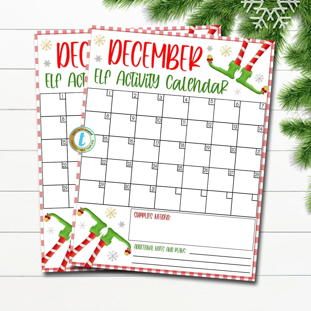 Printable December Calendar Activity
