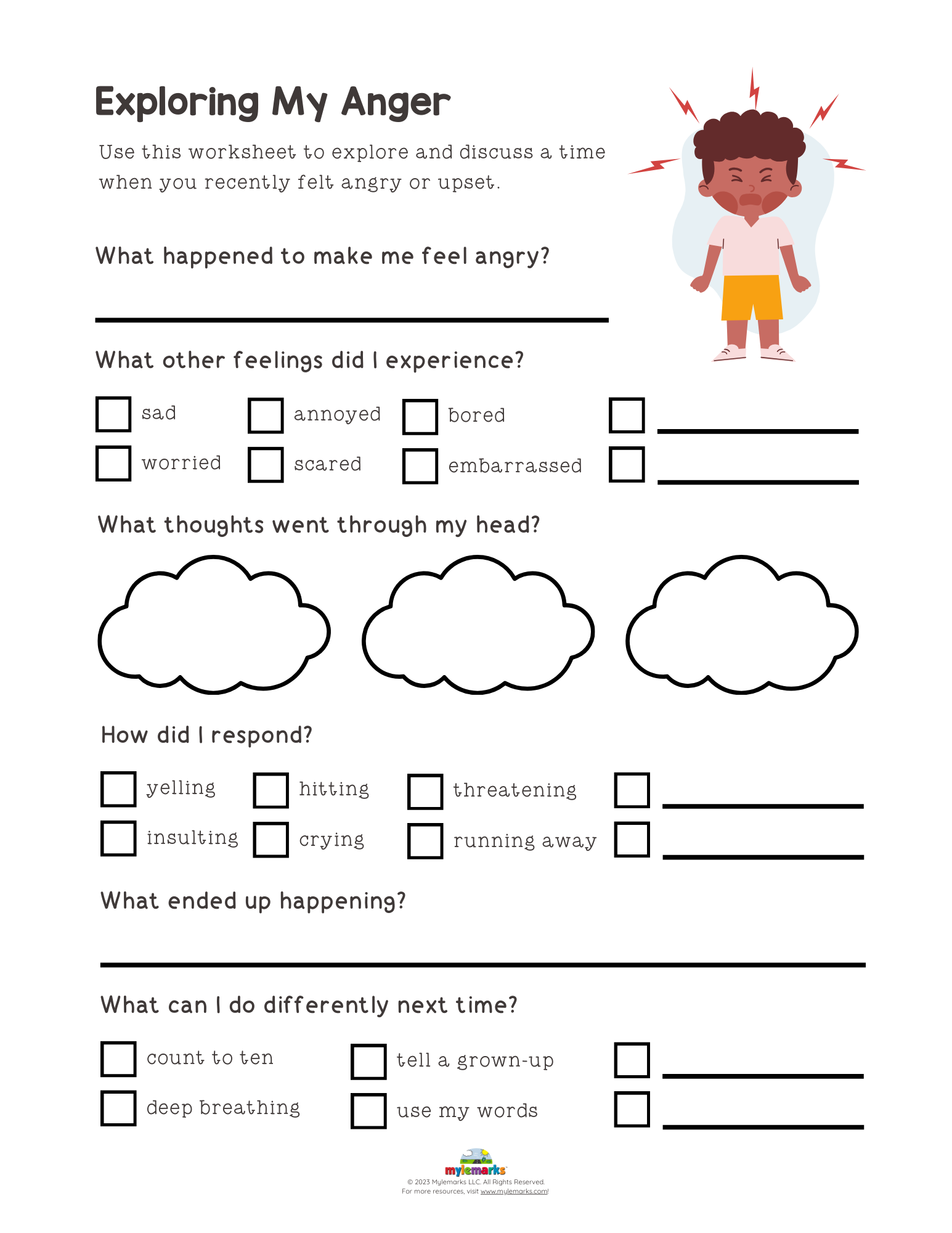Exploring My Anger ES F Worksheets Library