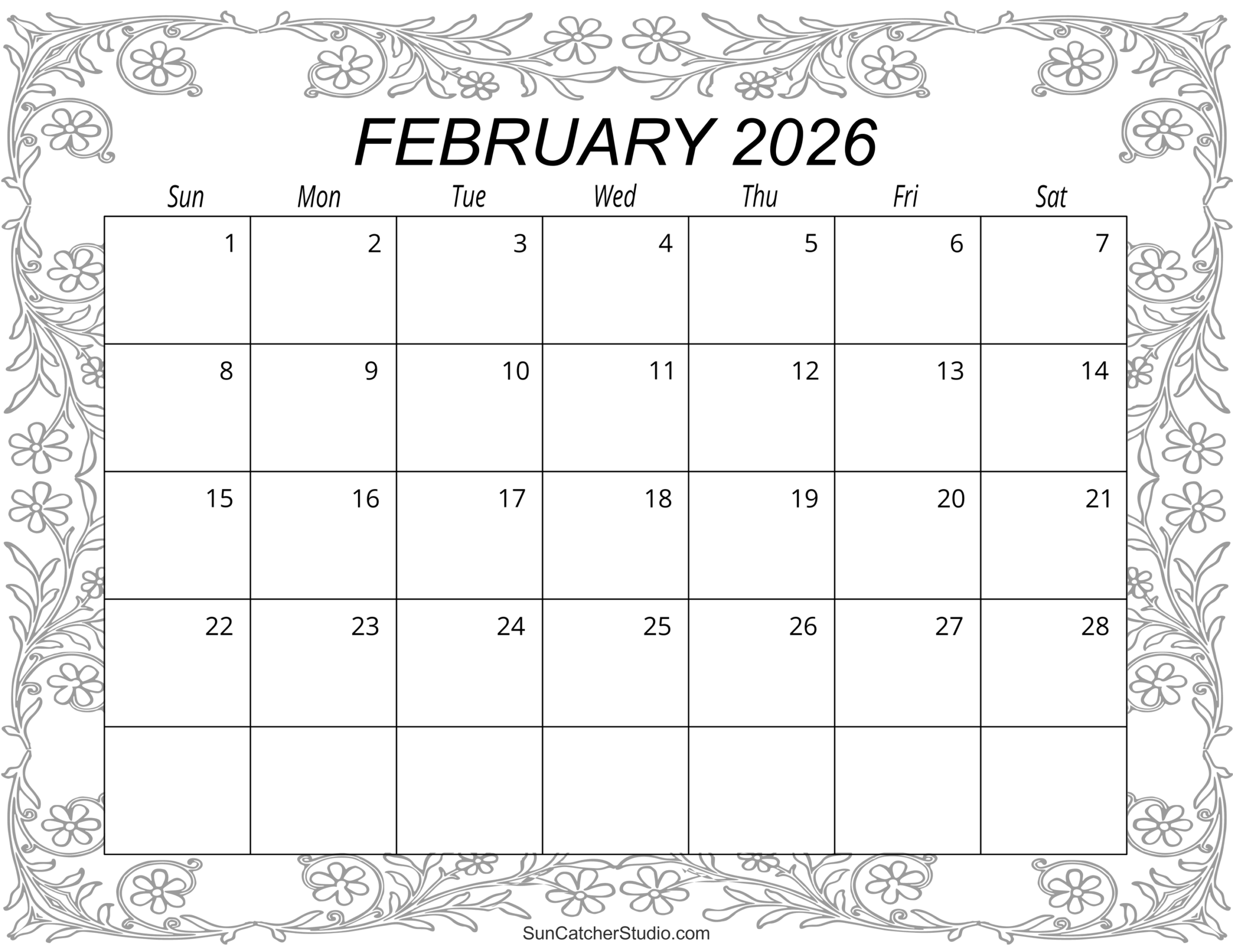 February 2026 Calendar With Holidays Printable Free