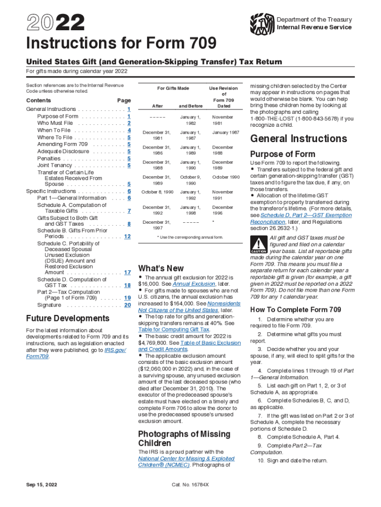 Irs Form 709 Instructions 2023 Pdf
