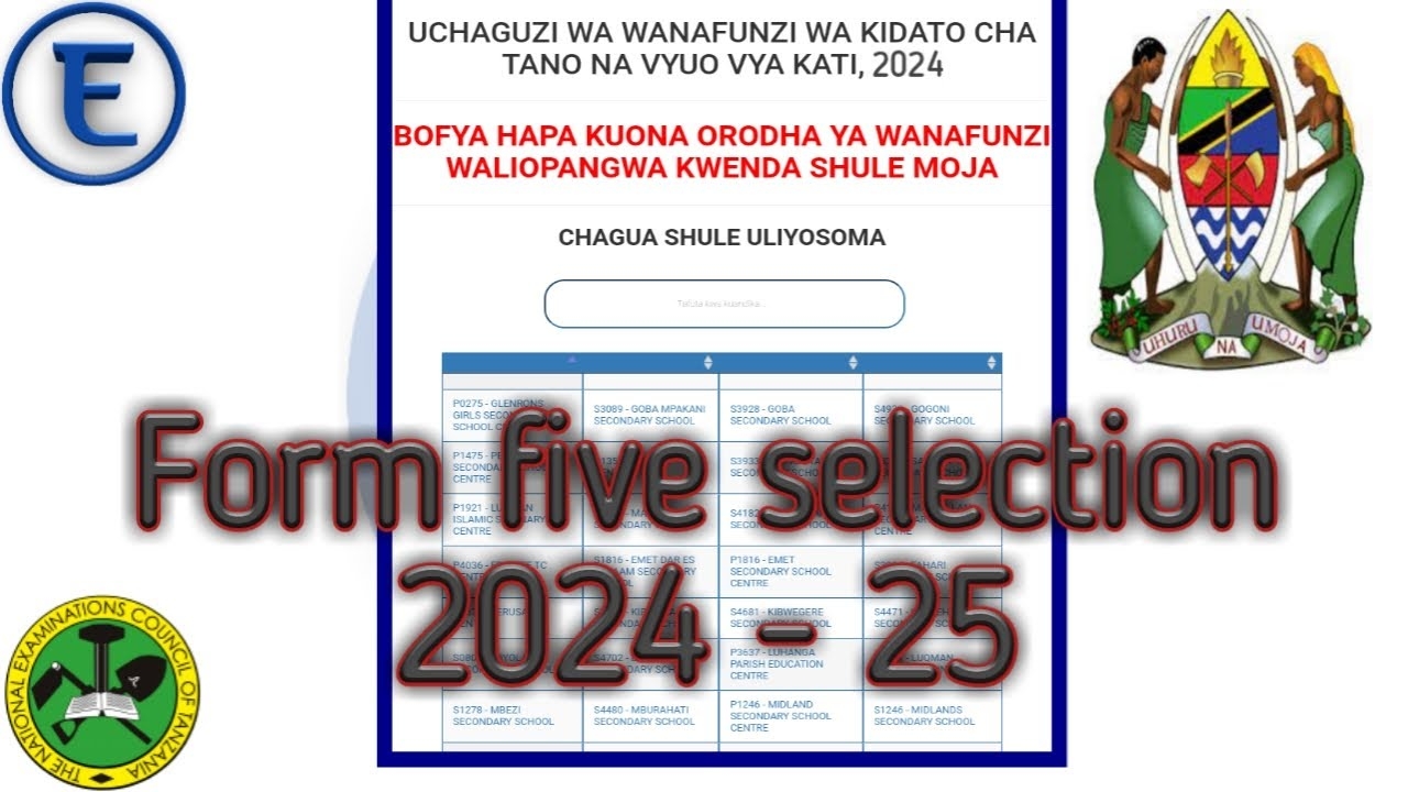 FORM FIVE SELECTION 2025 To 2026 Waliochaguliwa Kidato Cha Tano 2025 26 selection App Download 