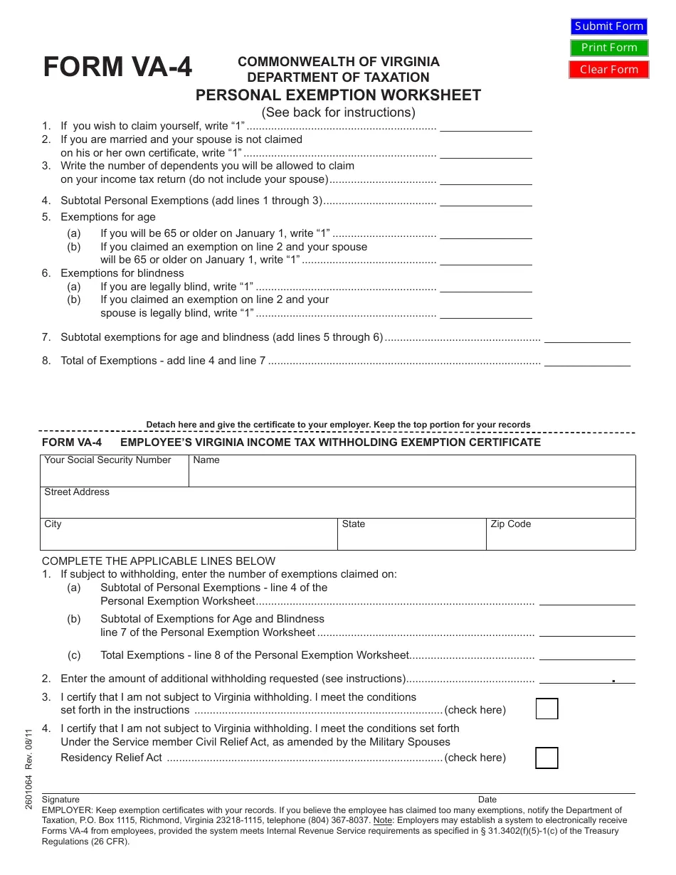 Form VA 4 Fill Out Sign Online And Download Fillable PDF 