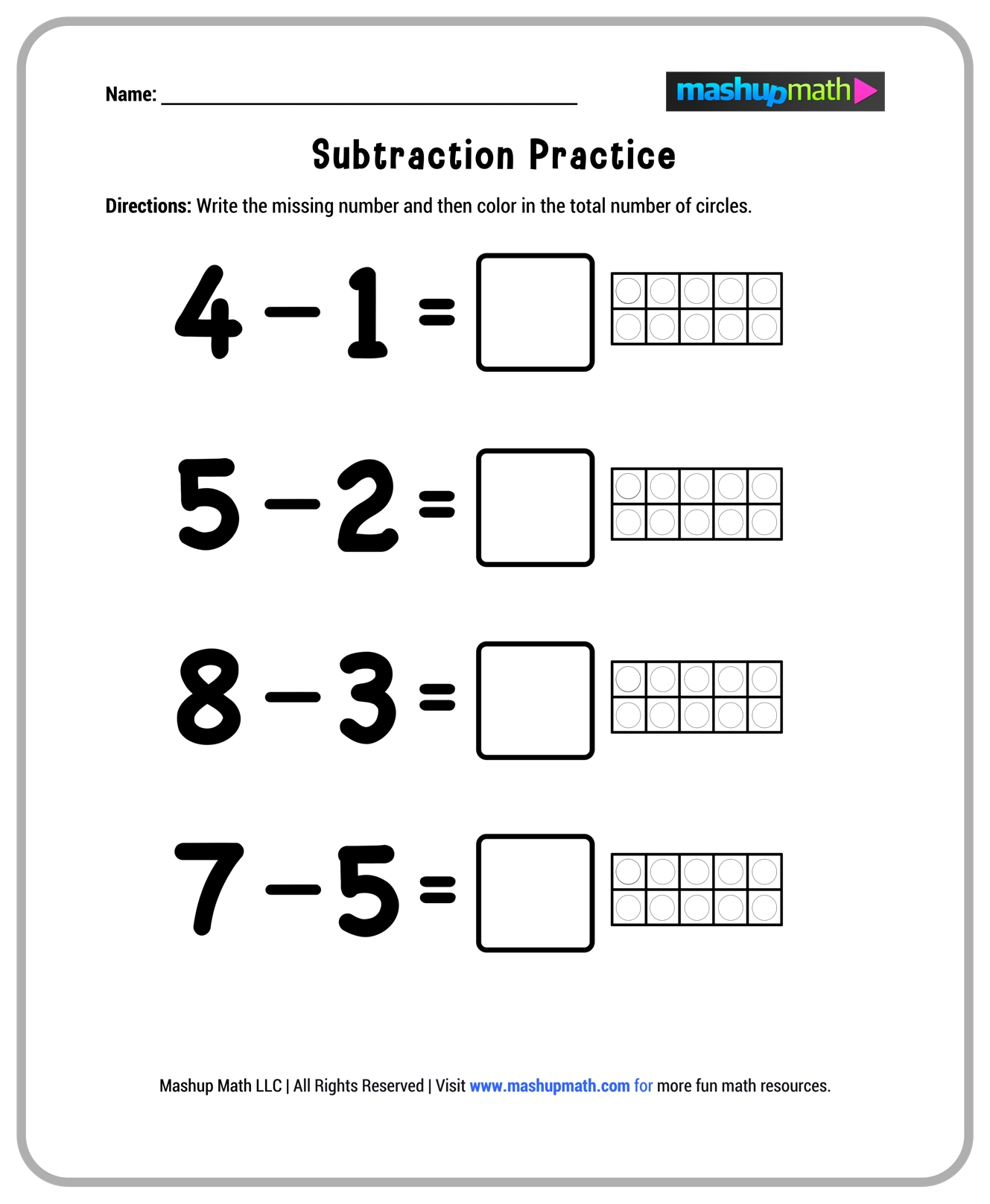 Free 1st Grade Math Worksheets Printable W Answers Mashup Math